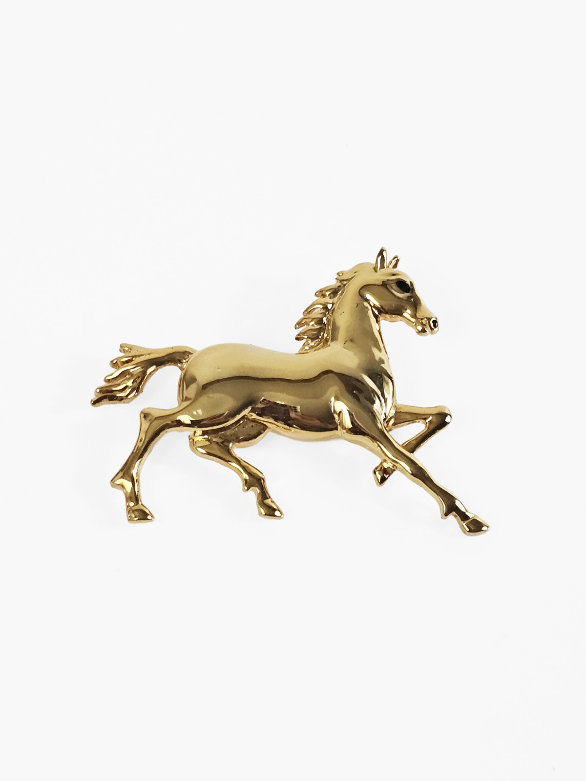 Vintage Horse Running Galloping Gold Tone Brooches Pins Bundle of 2