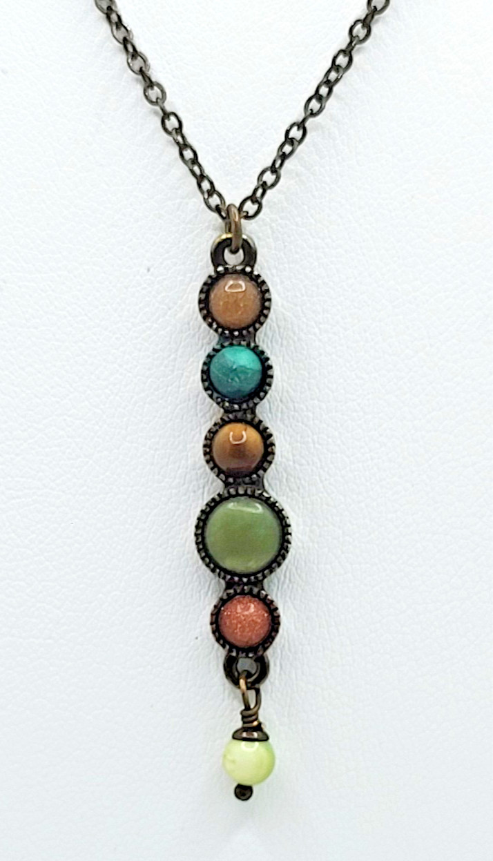 Vintage Lia Sophia “Wisp” Multi Stone Drop Pendant Necklace 16″