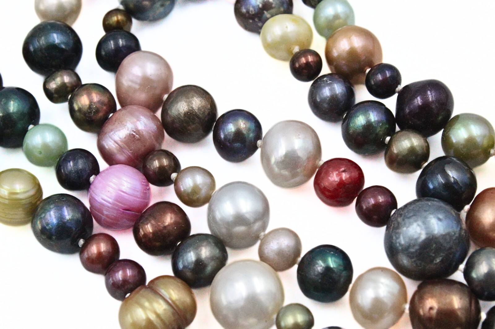 Charming Multi Color Dyed Freshwater Pearl 7-12mm Gray Green White HSN Necklace