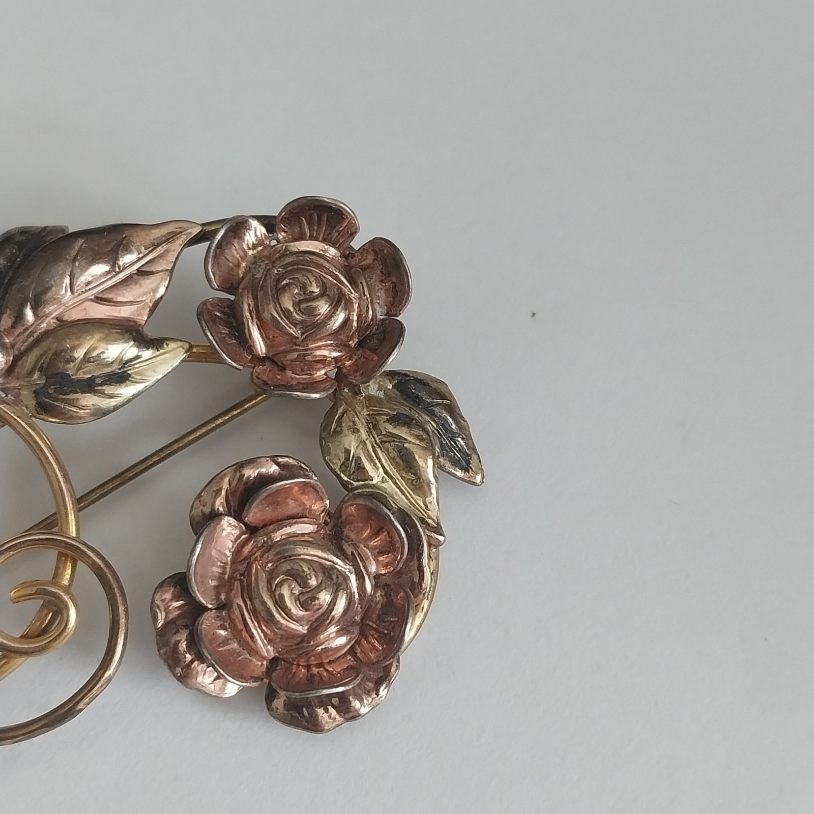 Vtg 1/20 12K GF Gold Filled over Sterling Silver Flower Brooch Pin 2-1/4″