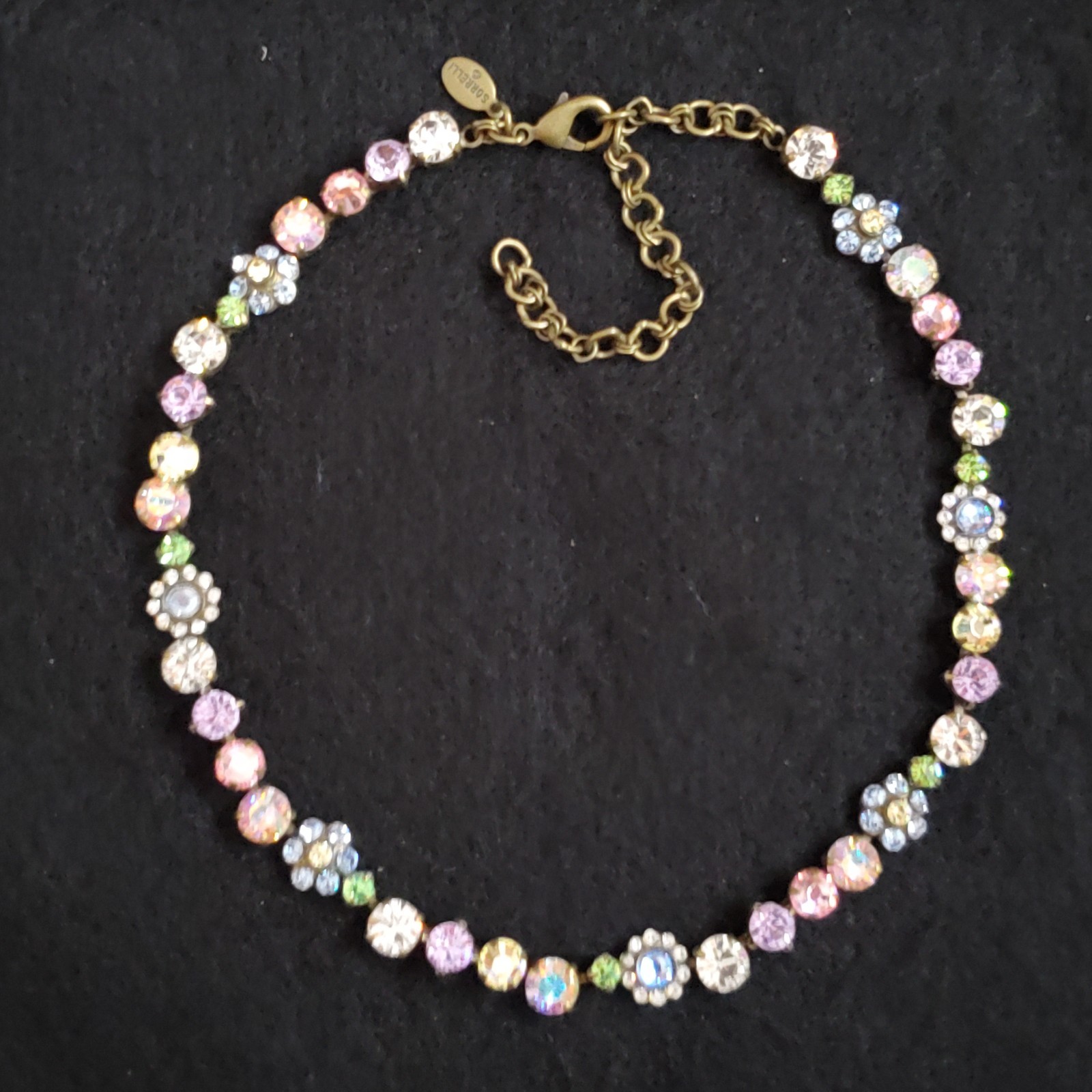 Sorrelli Crystal Necklace Choker Blue Pink Pastel 14-16″