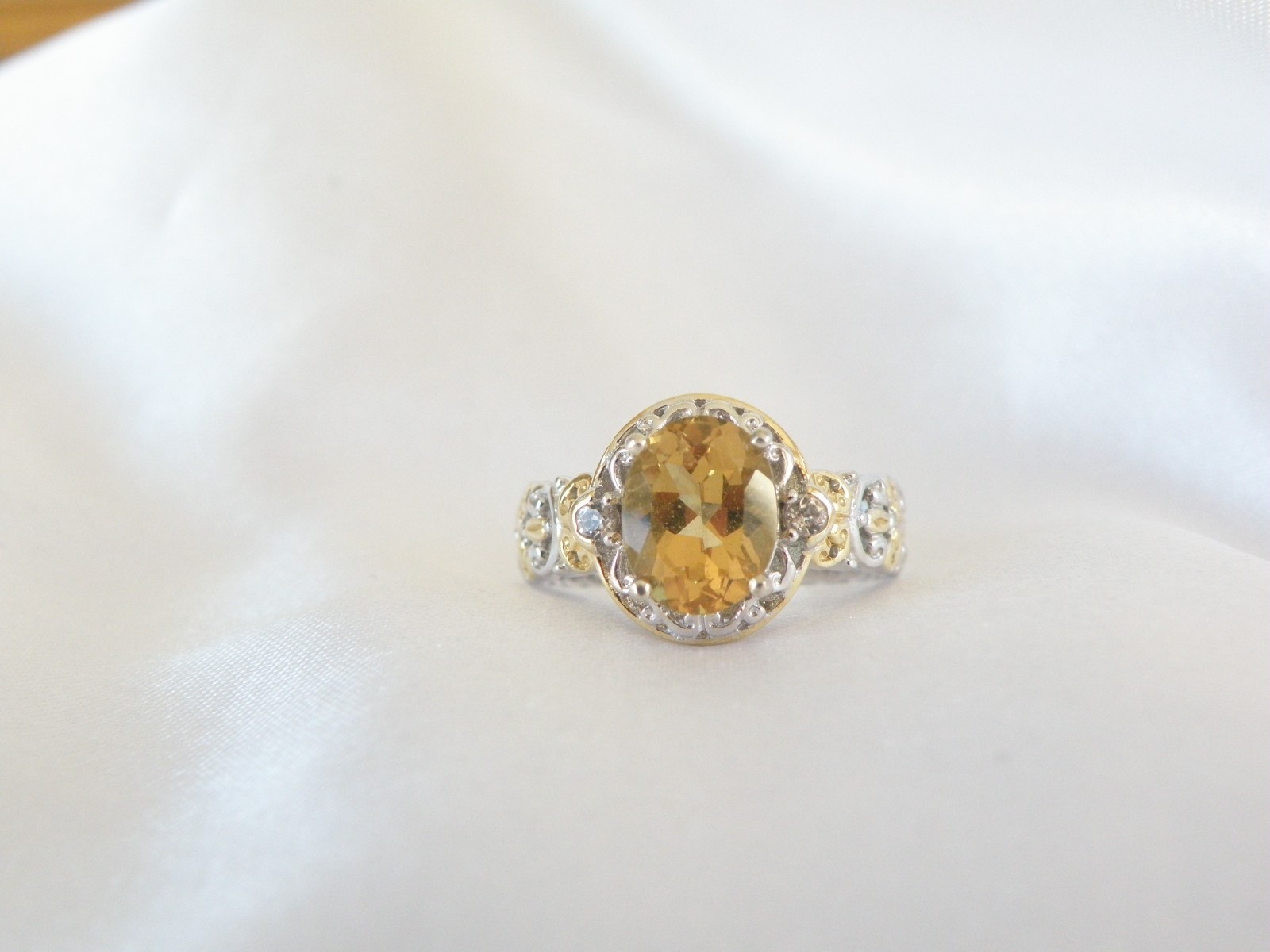 Gems En Vogue Sterling Silver 925 Golden Yellow Beryl Ring Size 7