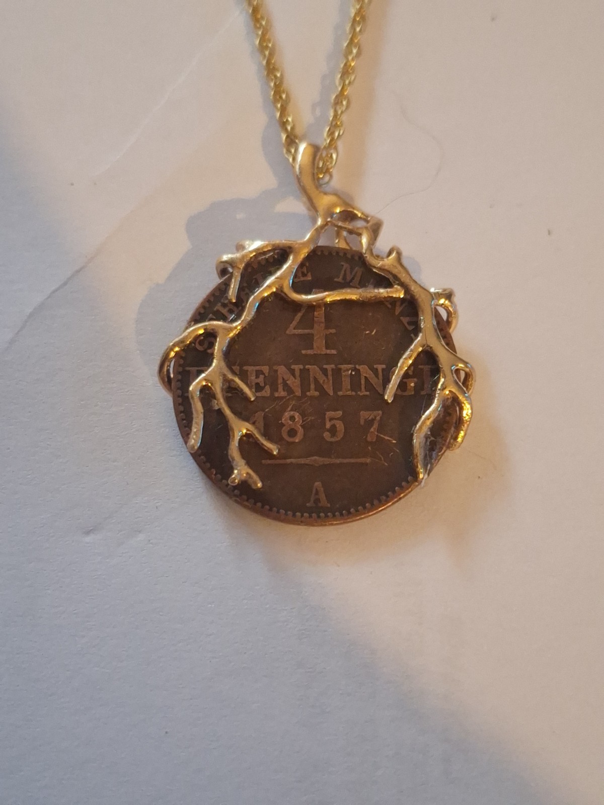 1857 A 4 Pfennige Prussian Coin Pendant With Chain