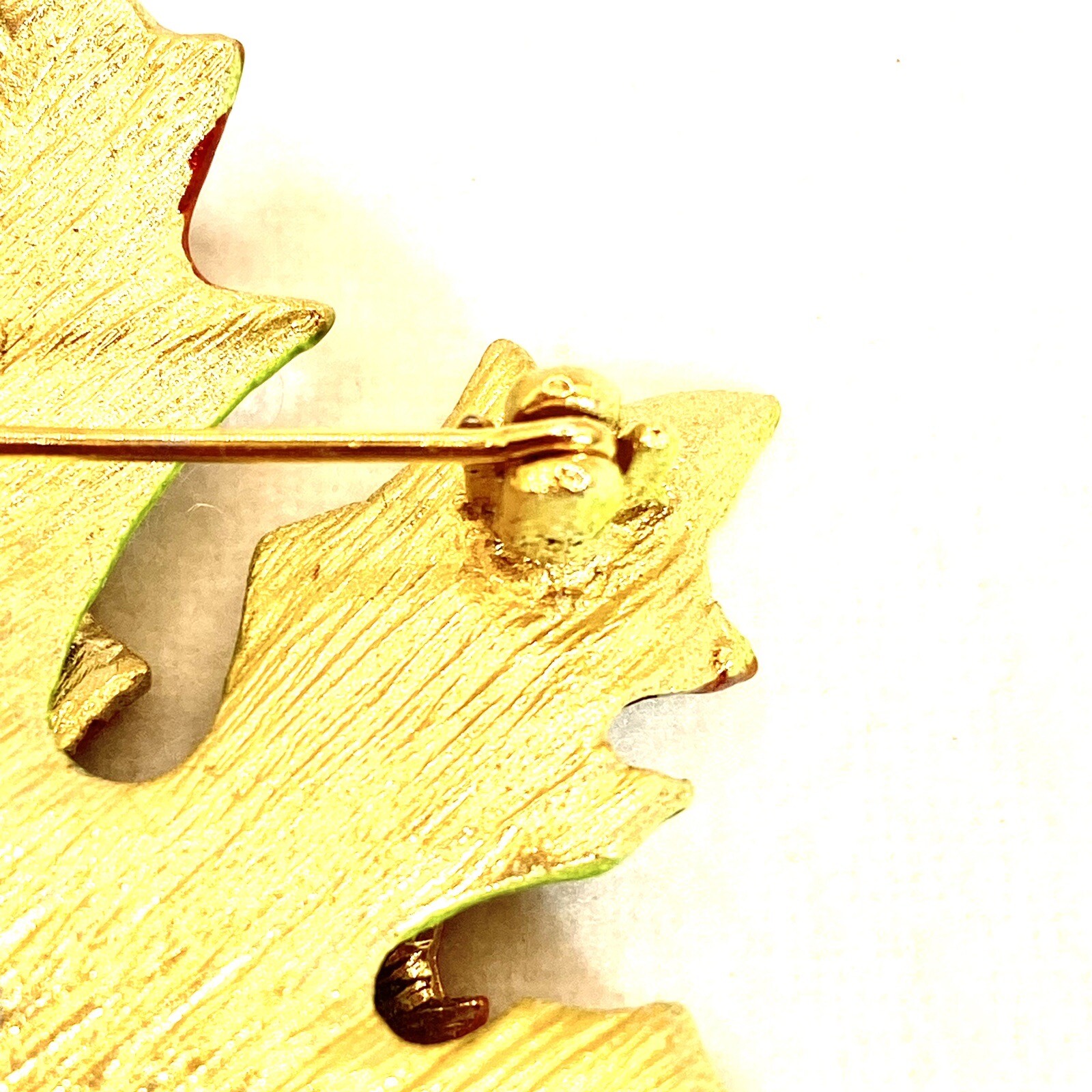 Vtg GoldTone Unmarked Brooch ClipOn Earrings 3D Fall Colors Leaves Unique Rare C