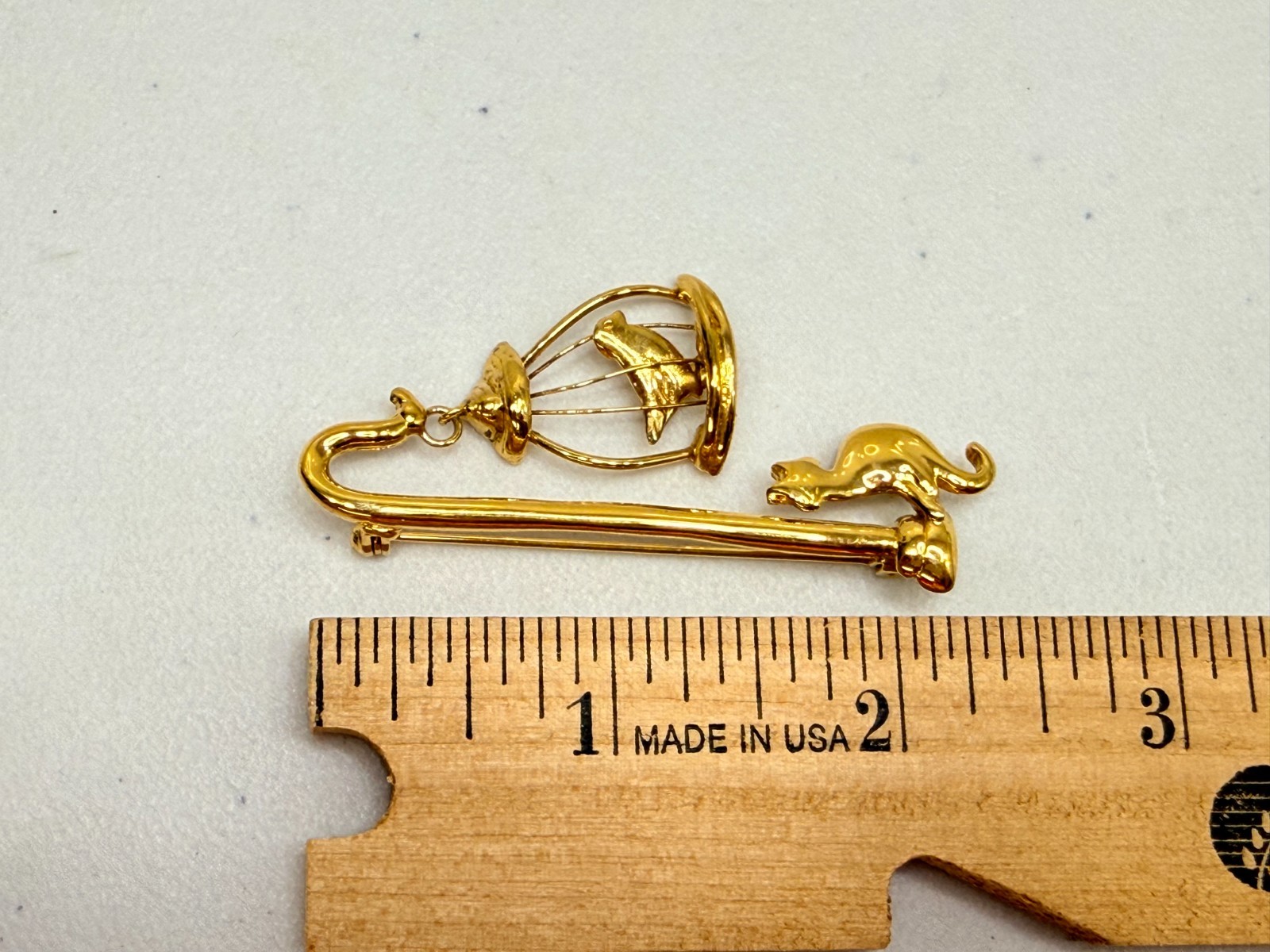 Vintage Brooch Lot Cat Theme Whimsical Gold, Silver Tone One w FlAW, JJs, READ