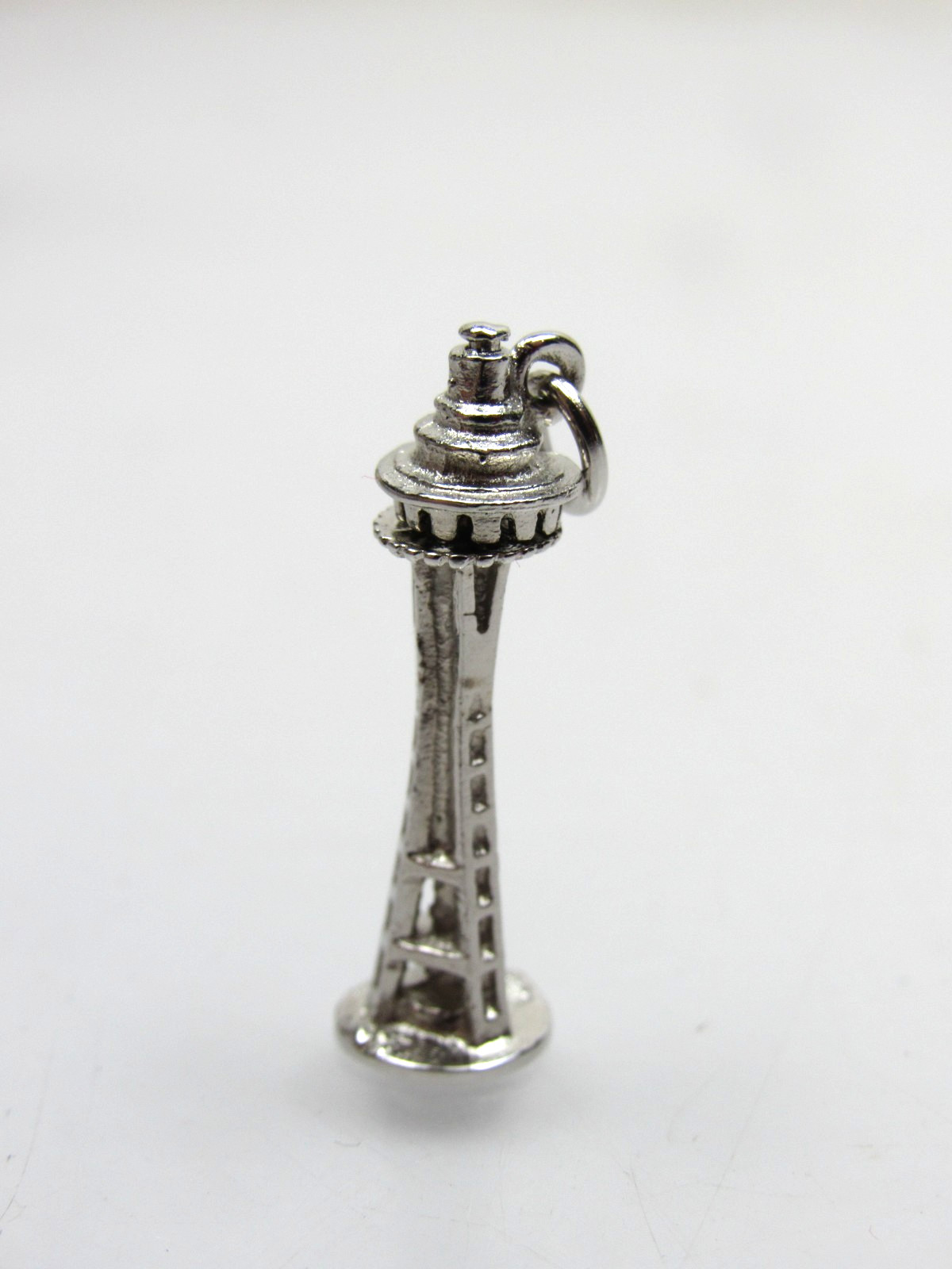 Vintage Sterling Silver Charm for Bracelet Seattle Space Needle TOP SPINS