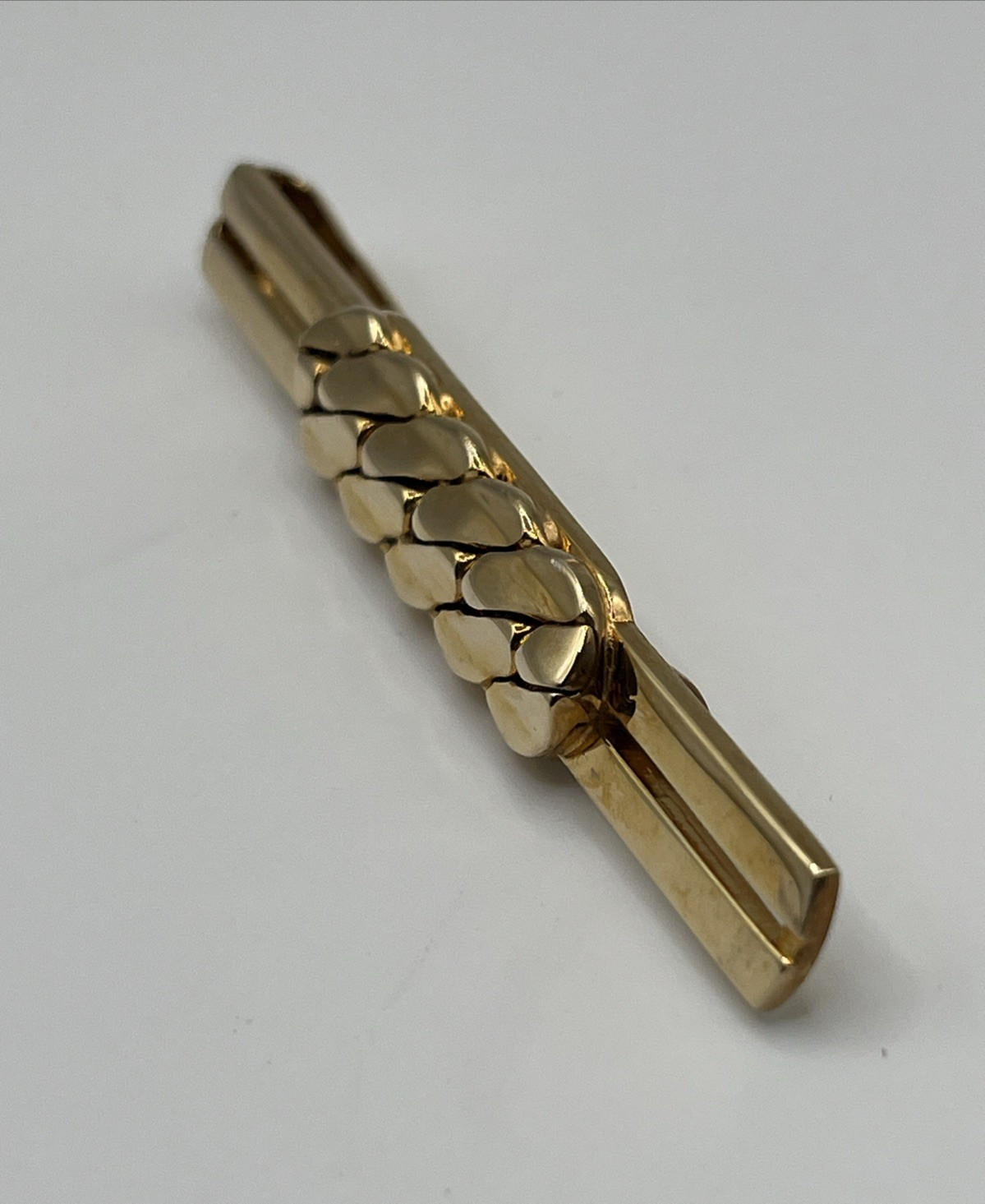 Vintage Swank Chain Link Tie Clip Gold Tone Formal Textured MCM