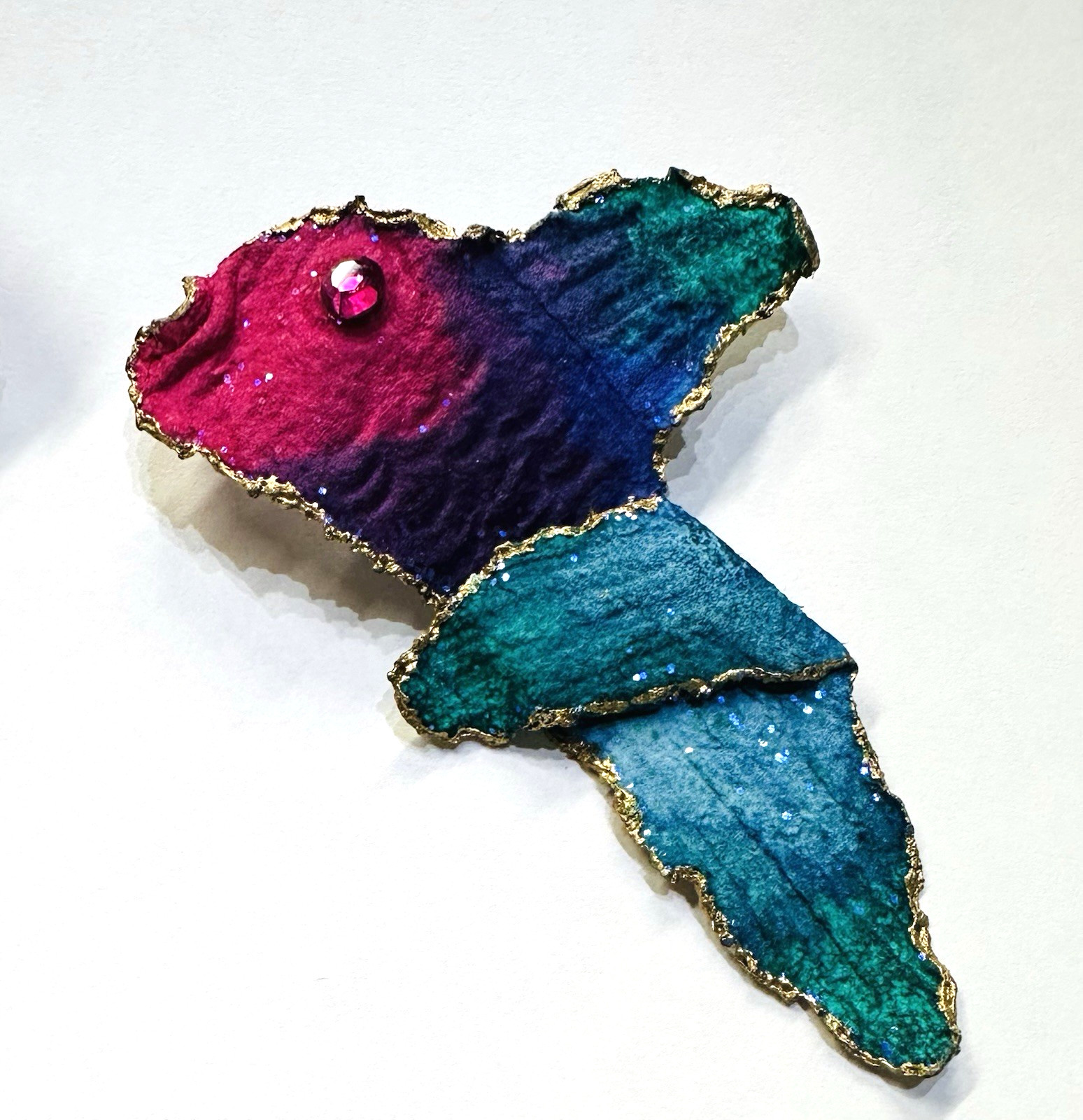 Fish Earrings Hand Painted Signed Melange Very Light Weight for Pierced Ears