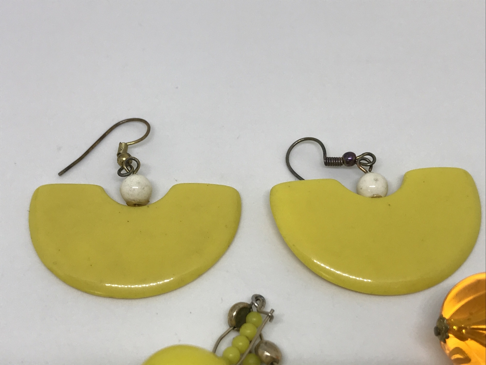 Vintage Retro 1950’s-1980’s EARRINGS Mustard Yellow Orange Gold Fill 4 Pair Lot
