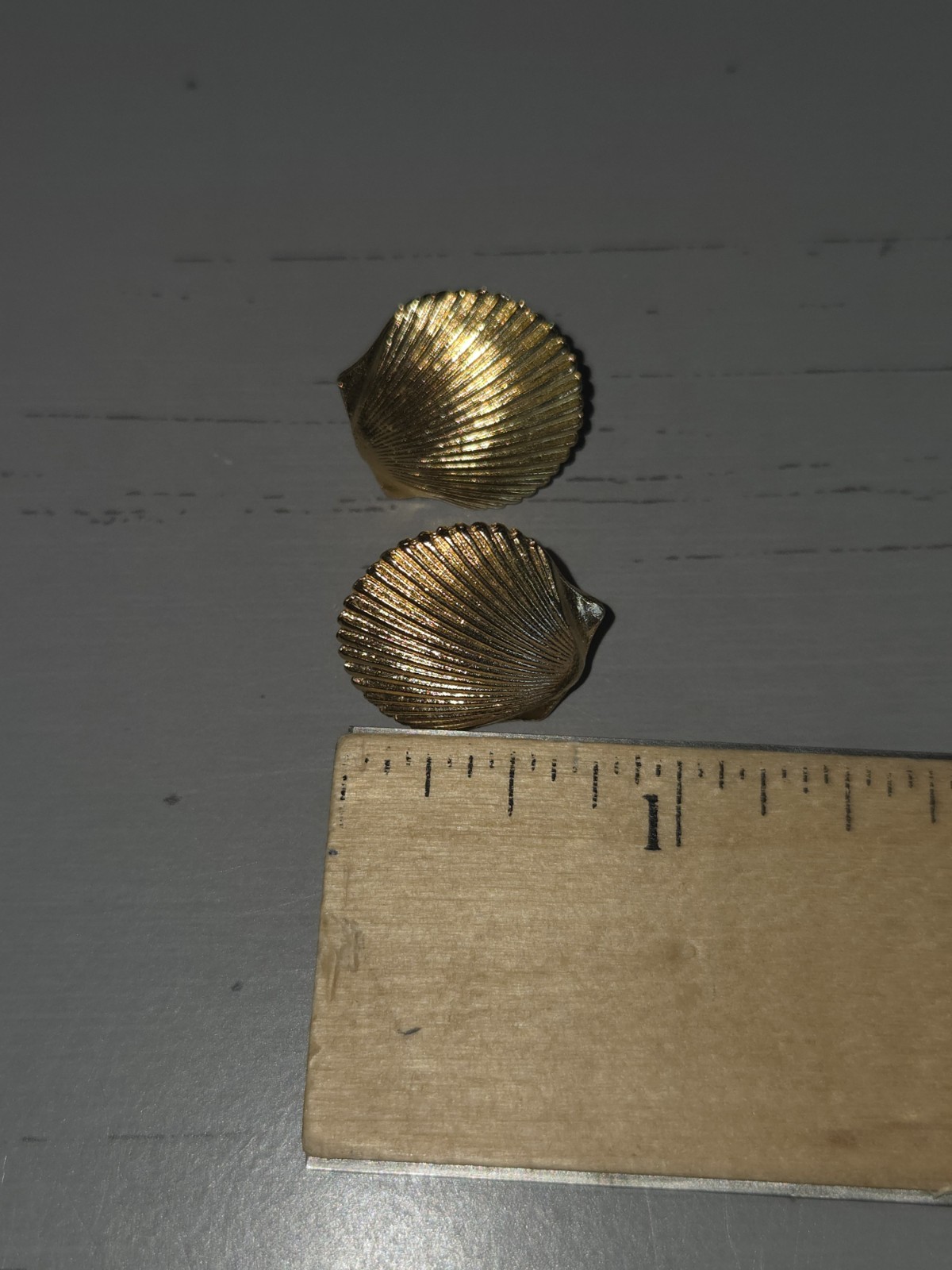 Lot Of 3 Vintage Metal Shell Shaped Post Earrings For Pierced Ears