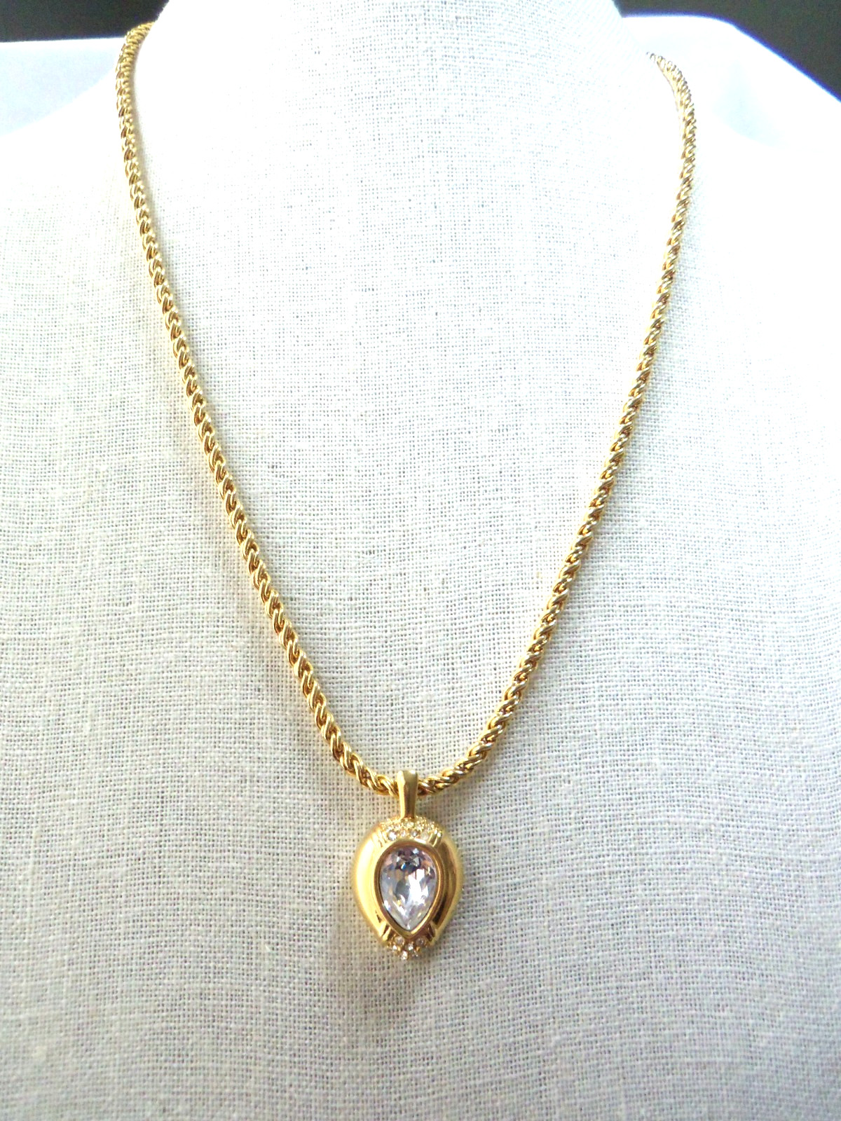 Vintage SAL Swarovski Crystal Pendant Rope Chain Necklace 24′
