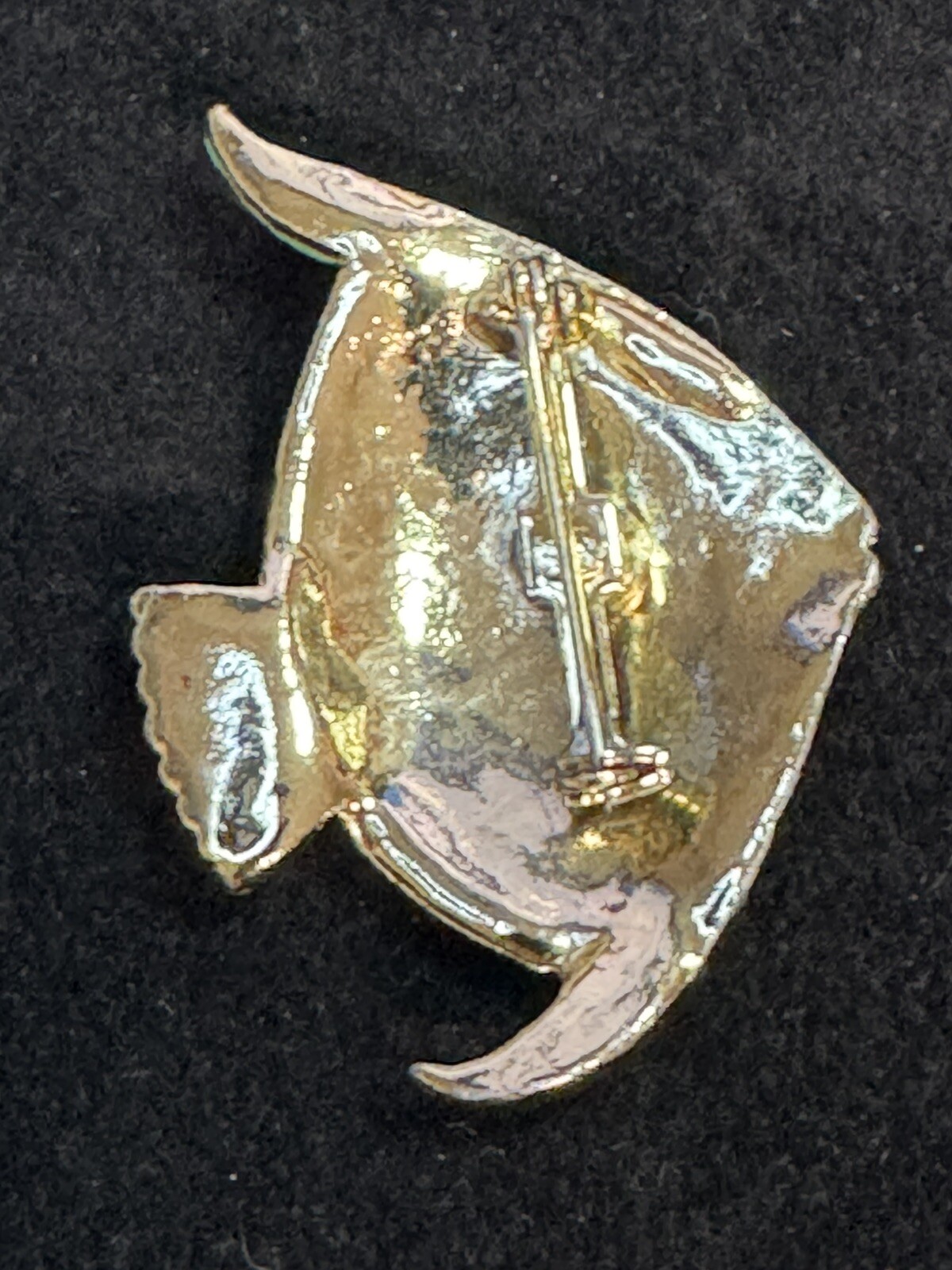 Angel Fish Brooch Pin with Aqua Enamel Finish and Gold Accents Vintage