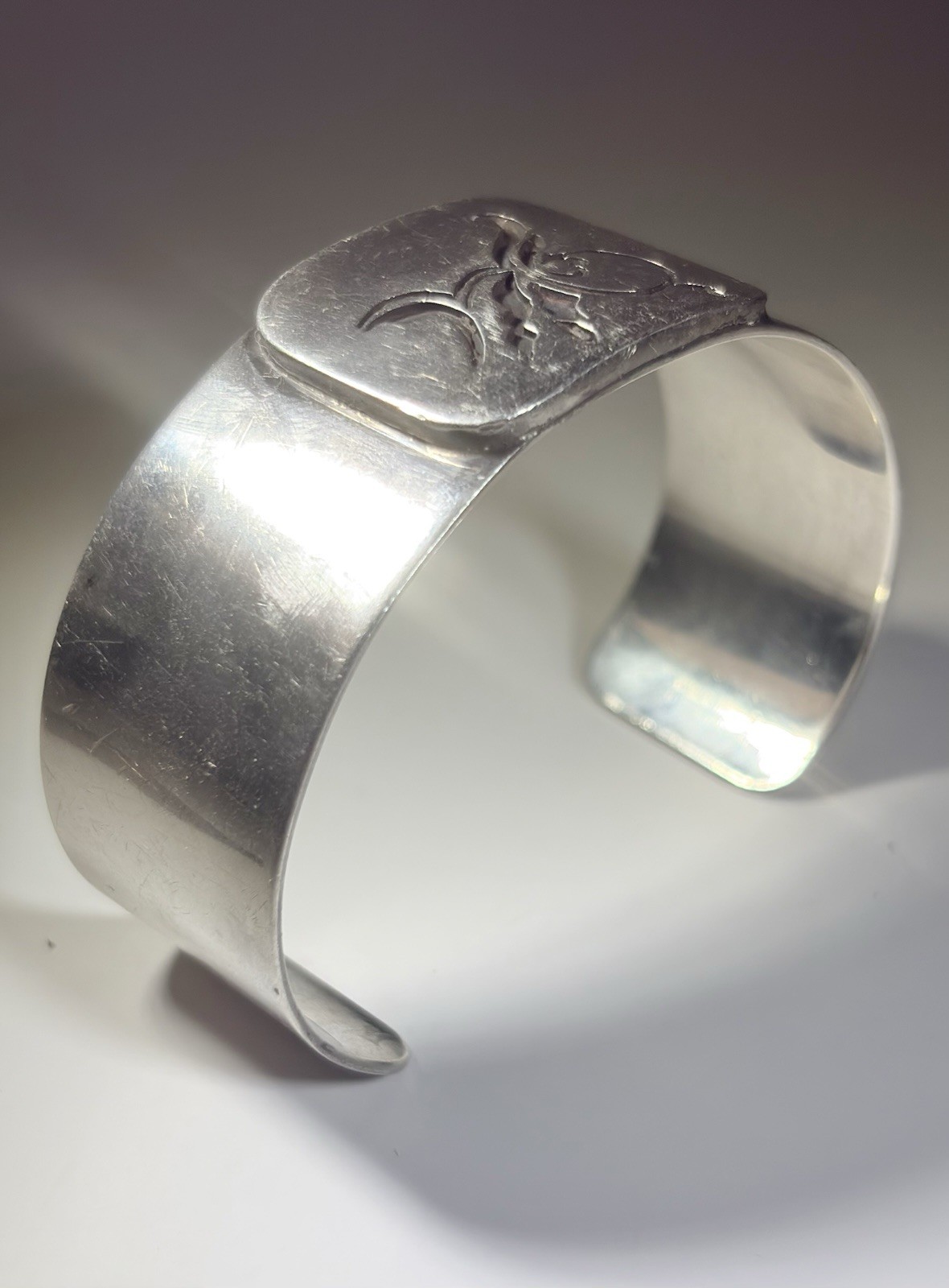 VTG 70s Sterling Silver Cuff Bracelet Bill Roach ROACH2 Abstract Modernist Art