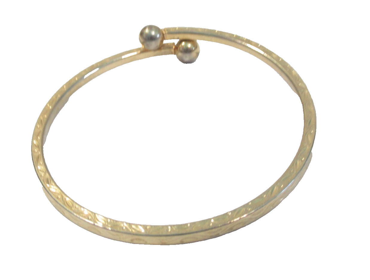 Gold Tone Bangle Bracelet Etched Design Vintage