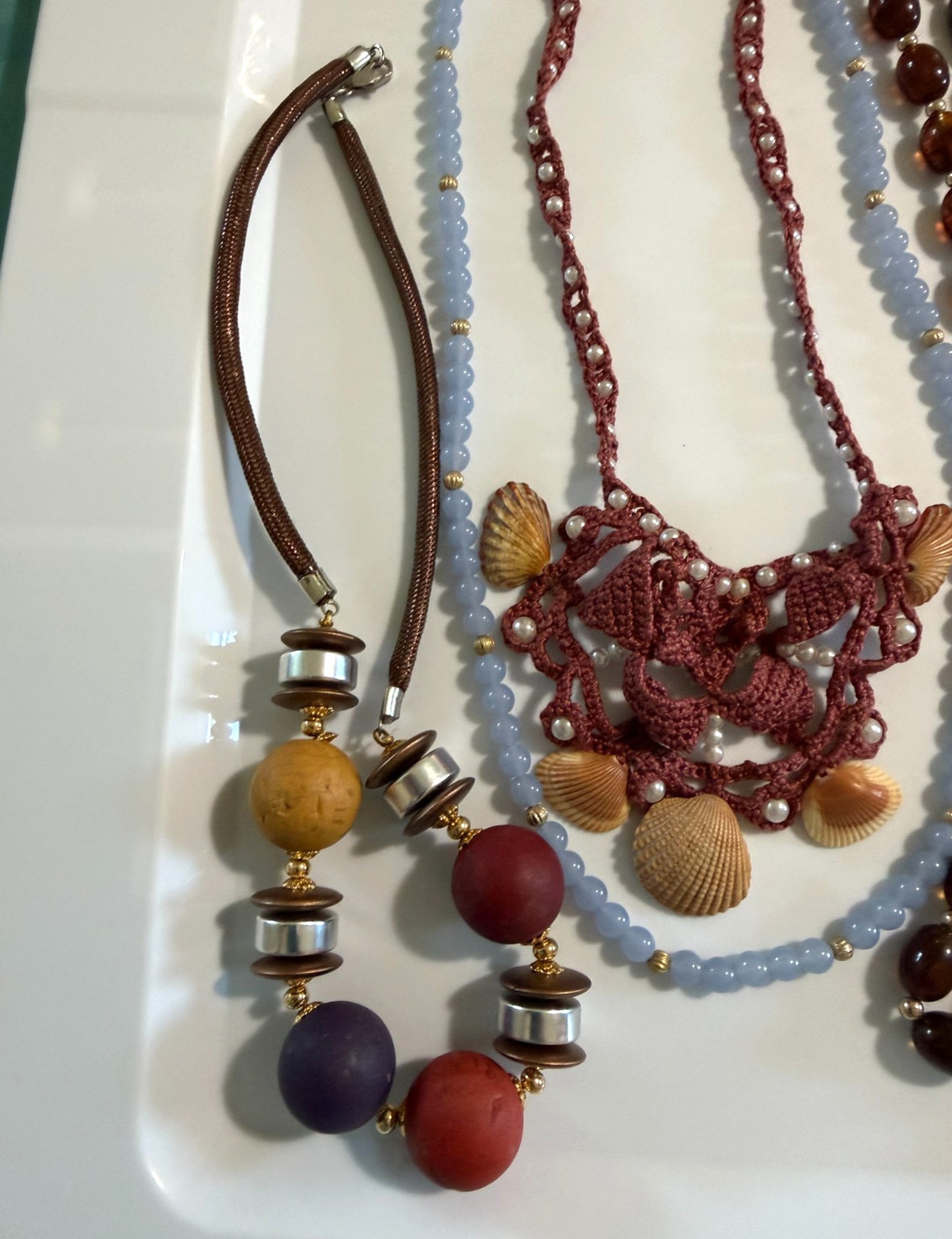 Lot of 13 Necklaces Vintage Costume Shell Beaded Pendant Wood Crocheted Dress Up