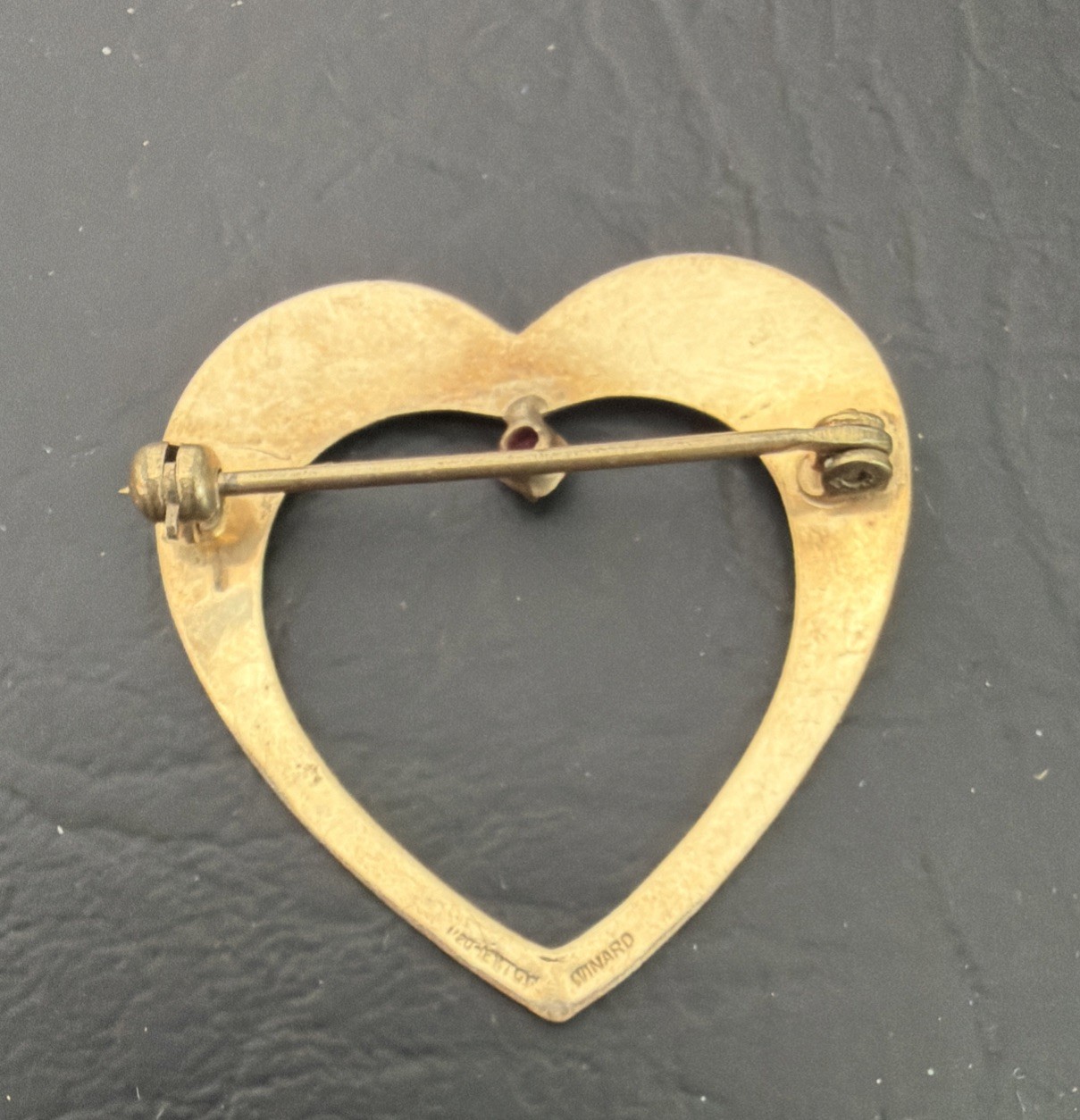VINTAGE WINARD 1/20 12K GF GOLD HEART Pin Brooch. 1”1/4