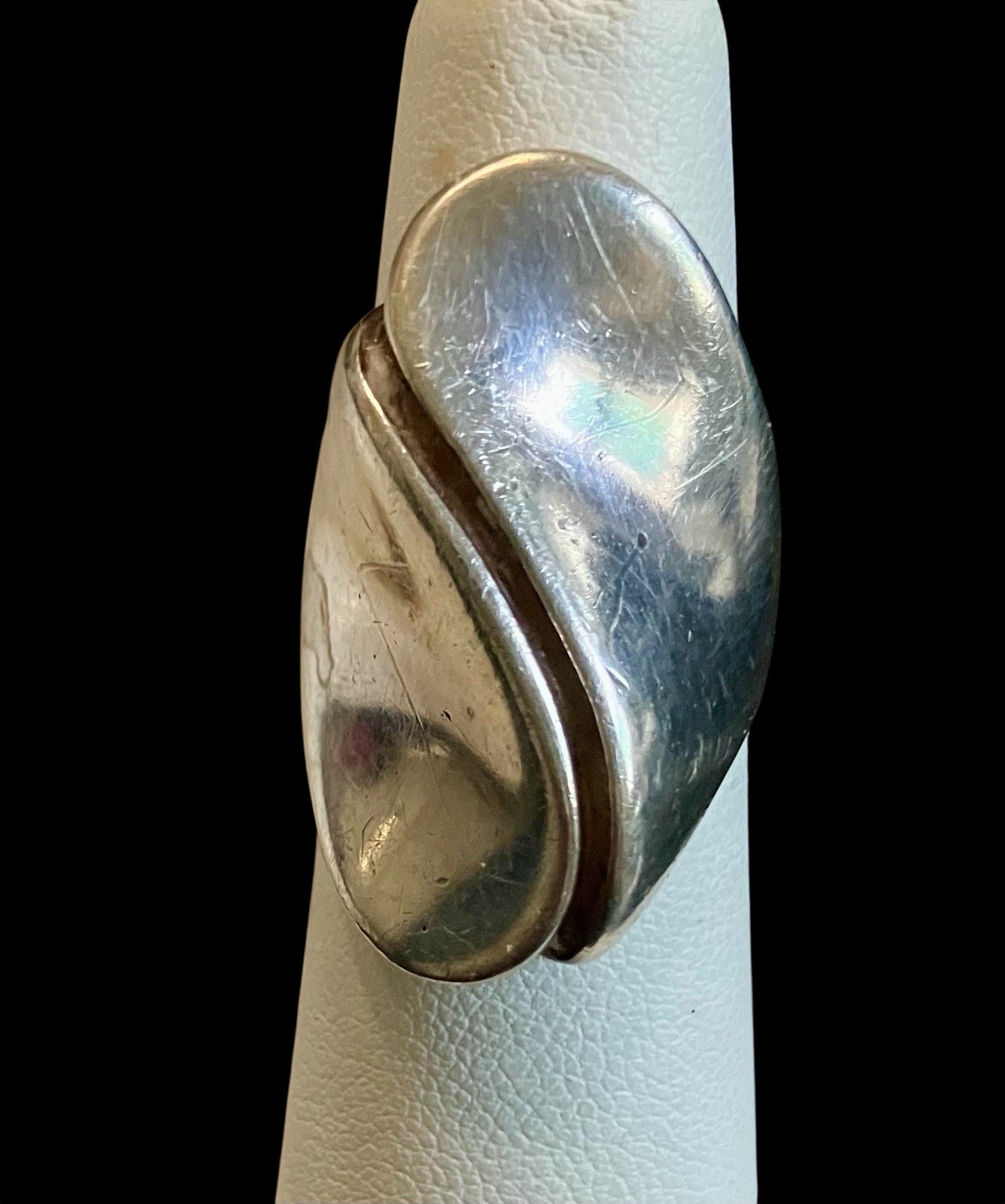 Vintage 925 Sterling Silver Modernist Sculptural Statement Wave Ring Size 5.5