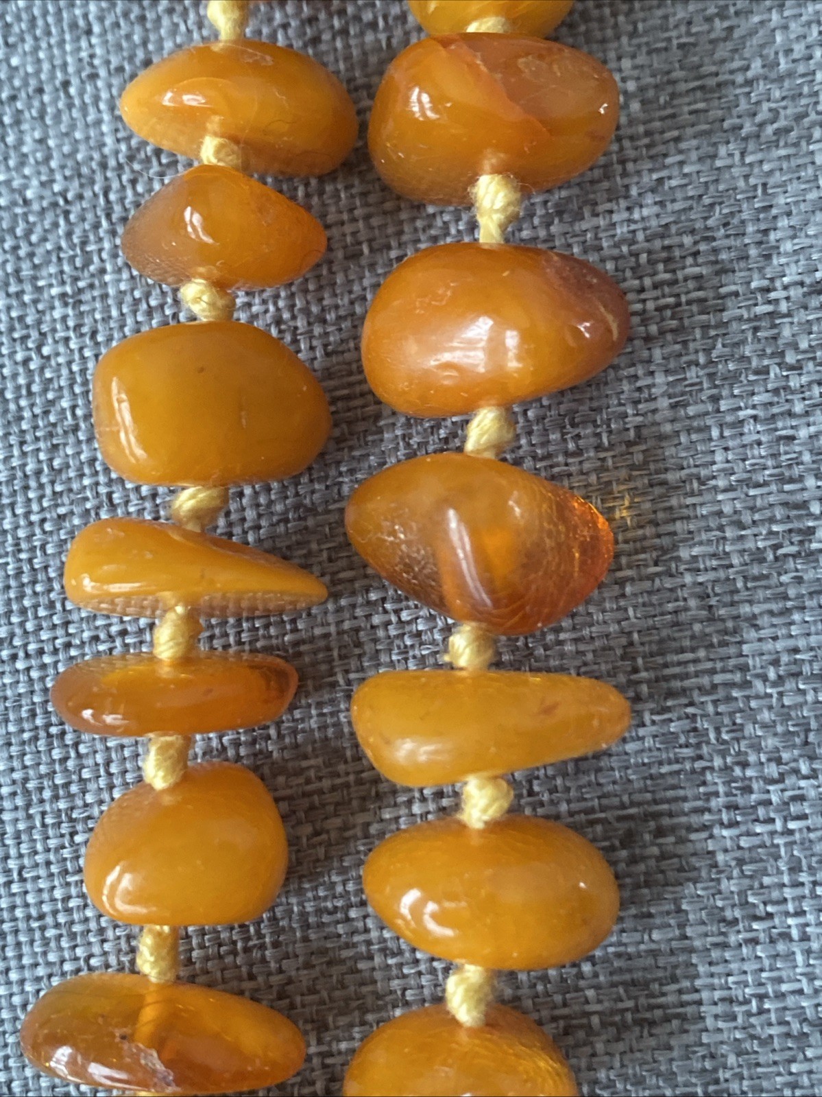 Antique Butterscotch Eggyolk Nugget Genuine Baltic Amber Necklace 126 Grams
