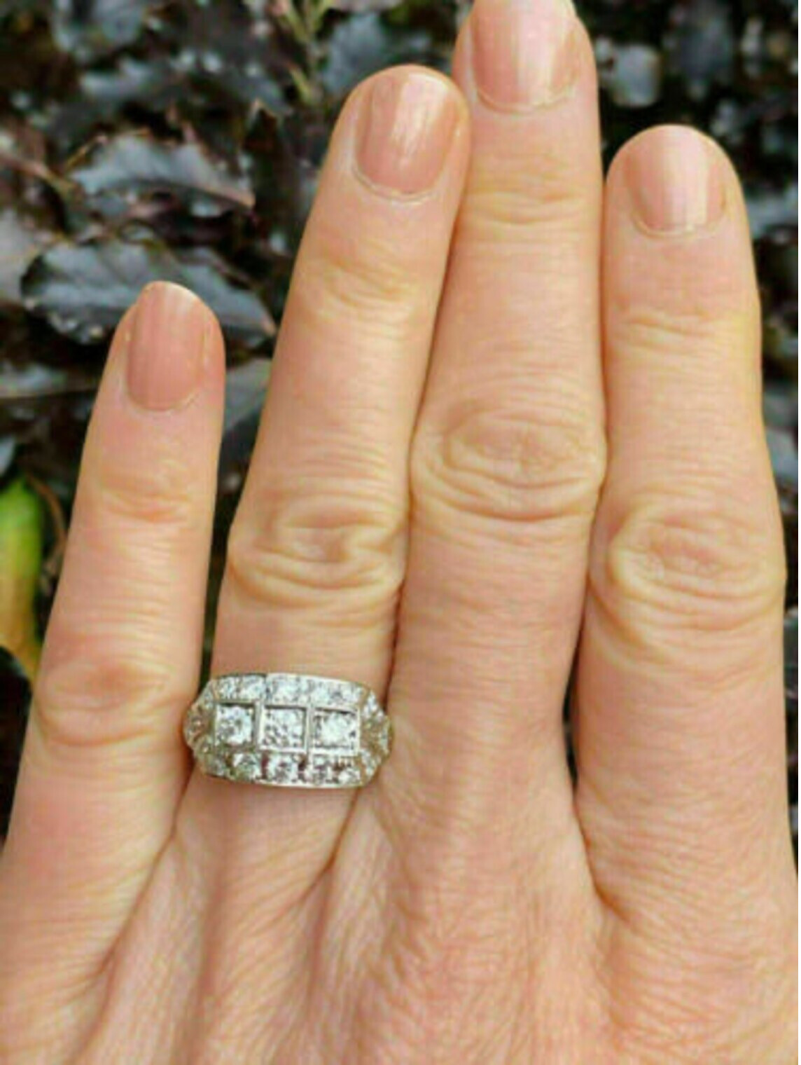 1.20CTW White Round Cut CZ Three Stone Antique Style Art Deco Ring In 925 Silver