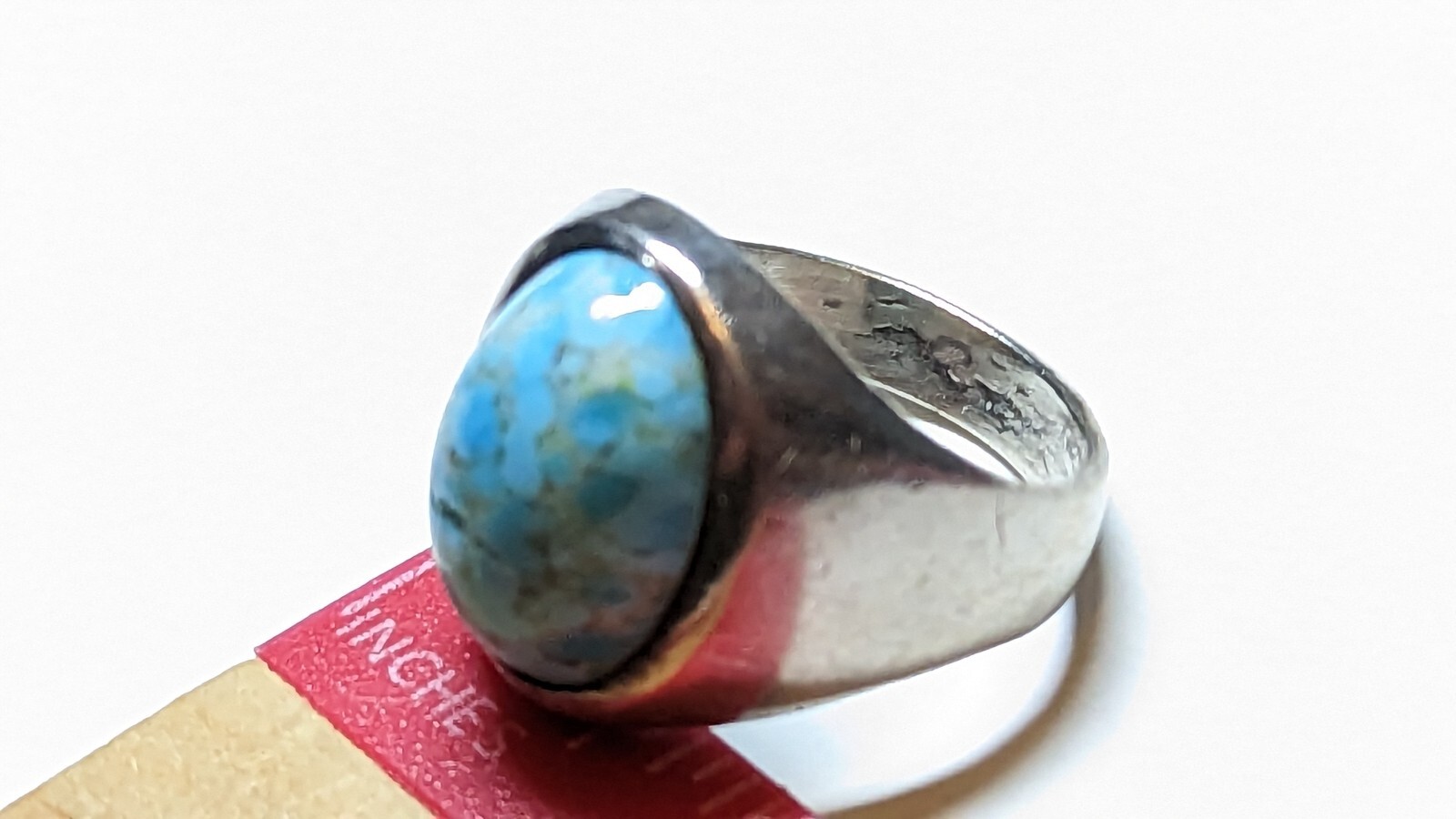 VINTAGE BLUE STONE STERLING SILVER RING SIZE 11 SIGNED RCD 925 MEX