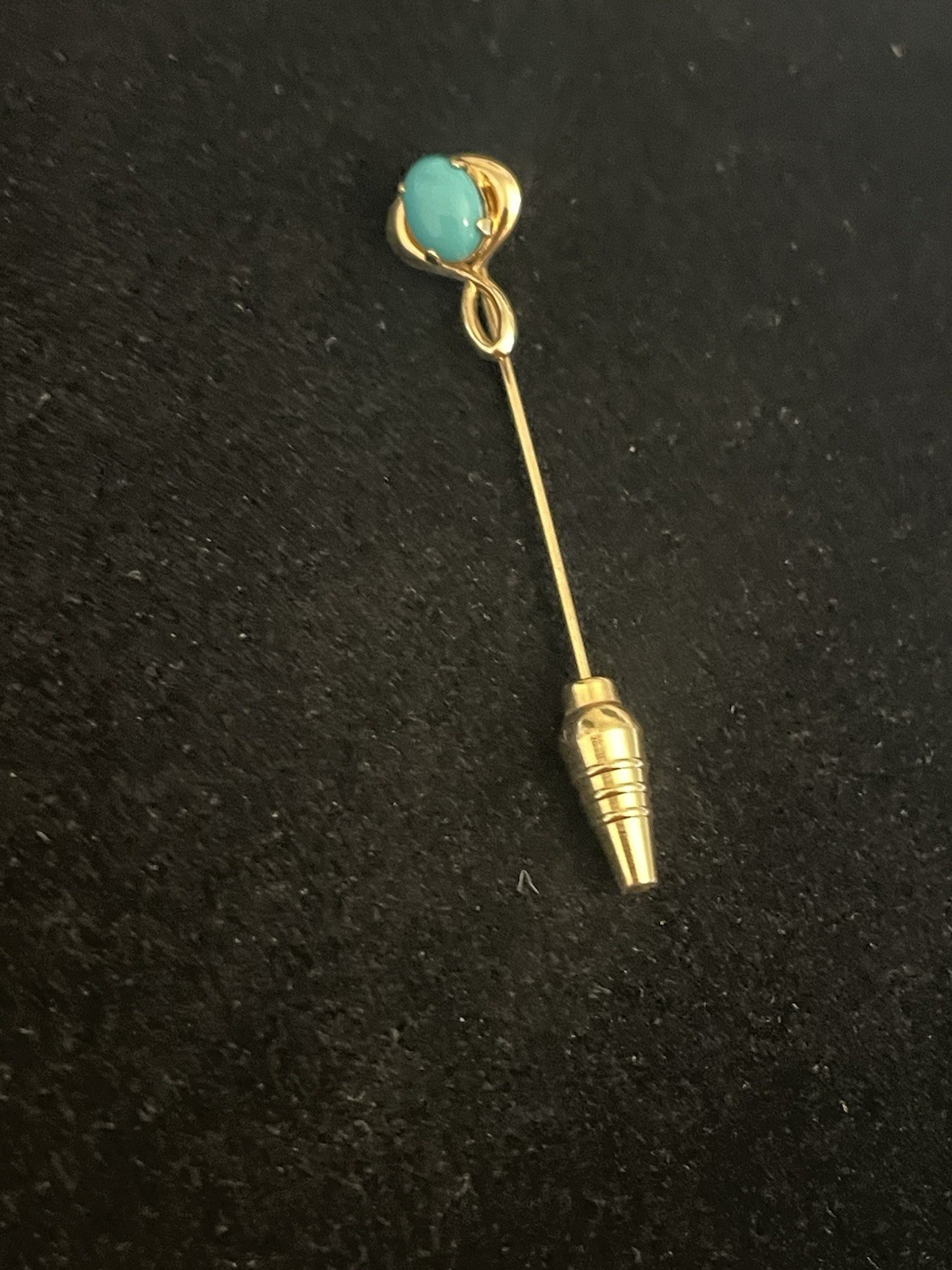 Vintage Gold Filled Stick Pin with Blue Oval Cabochon Women’s Hat/Lapel Brooch