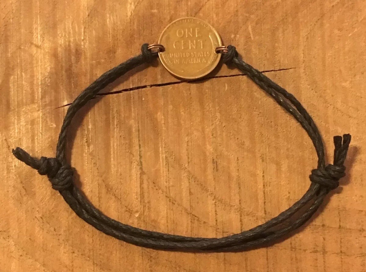 Adjustable Wheat Penny Coin Jewelry BRACELET-Vintage-Antique-Hemp