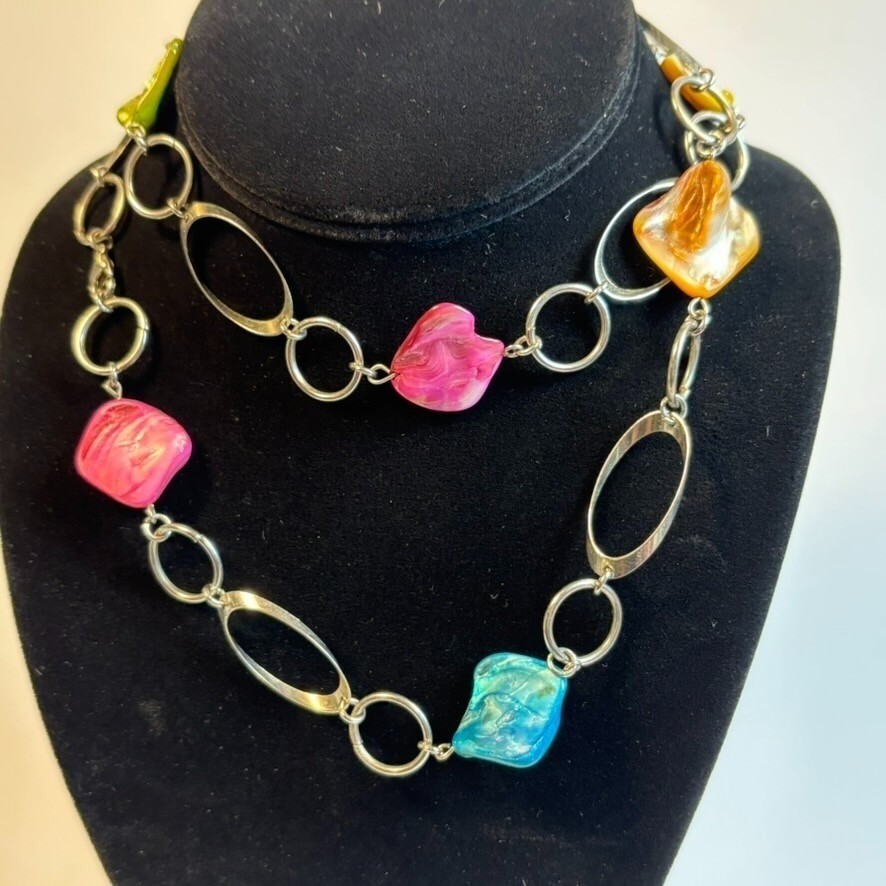 Boho Necklace Shell and Metal Beads Strand Fashion Statement Vintage