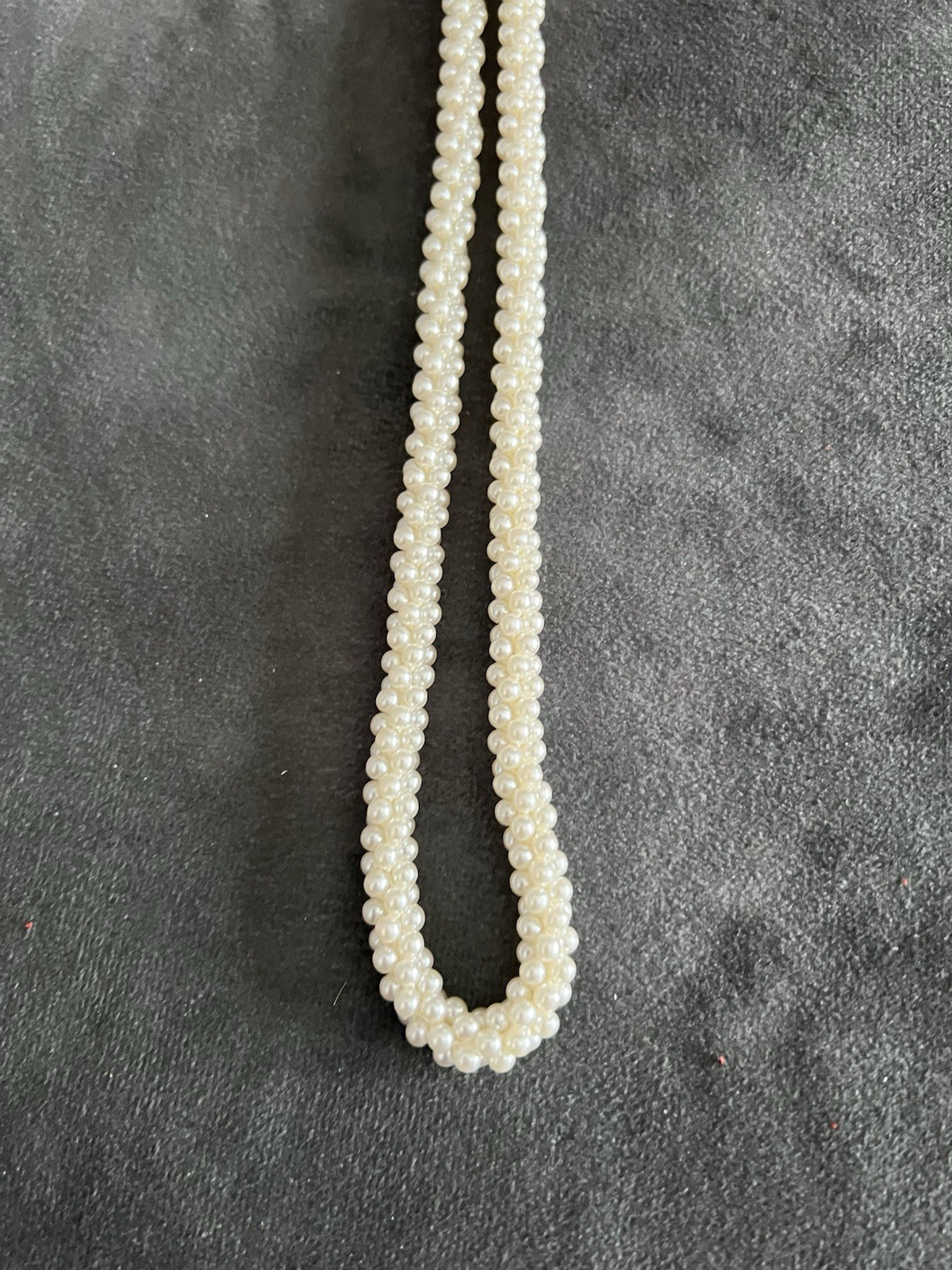 Vintage Faux Pearl Lariat Necklace Knotted Tassel Rope Style Costume Jewelry