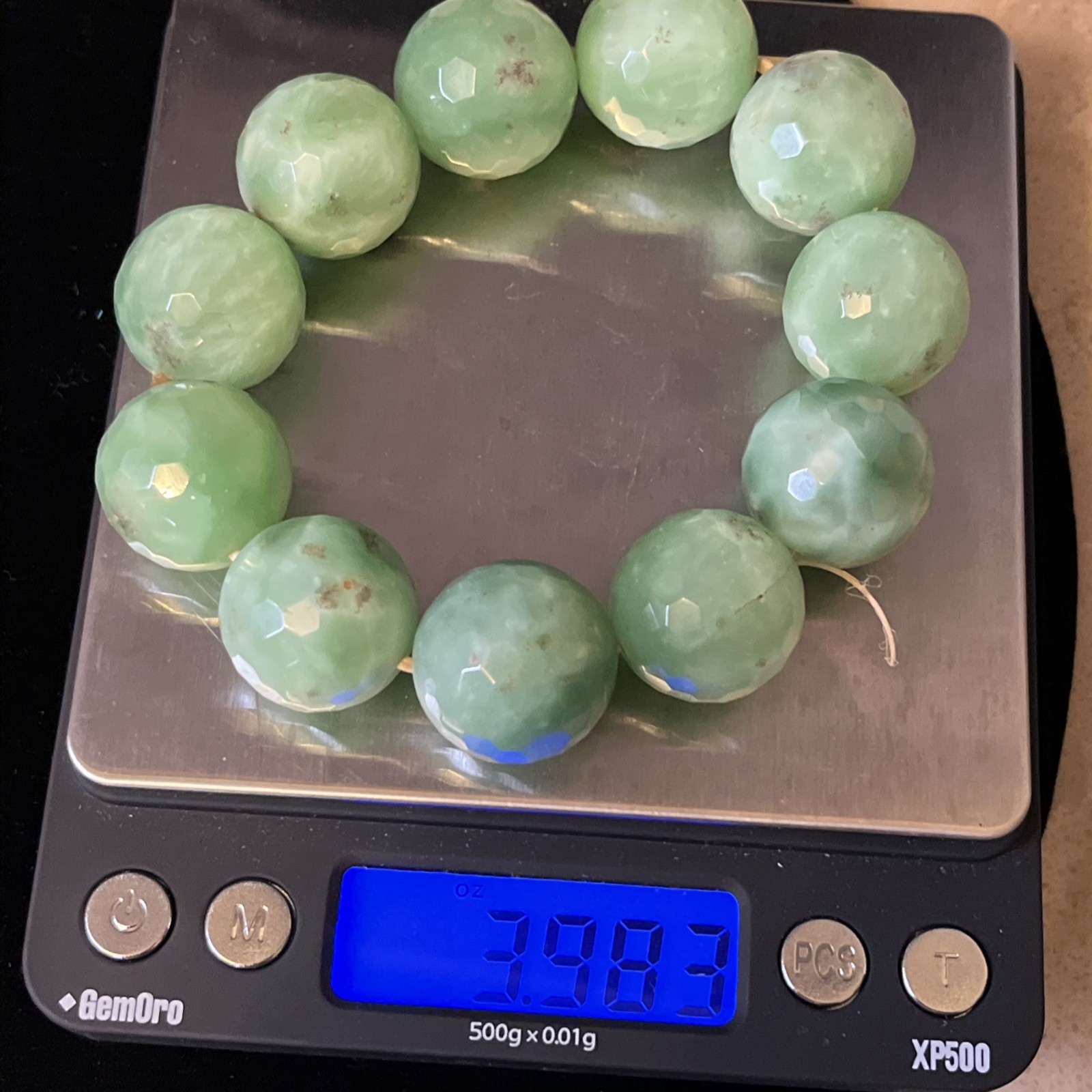 Vintage Estate Large Green Chrysoprase Beaded Necklace Bracelet Earrings Set