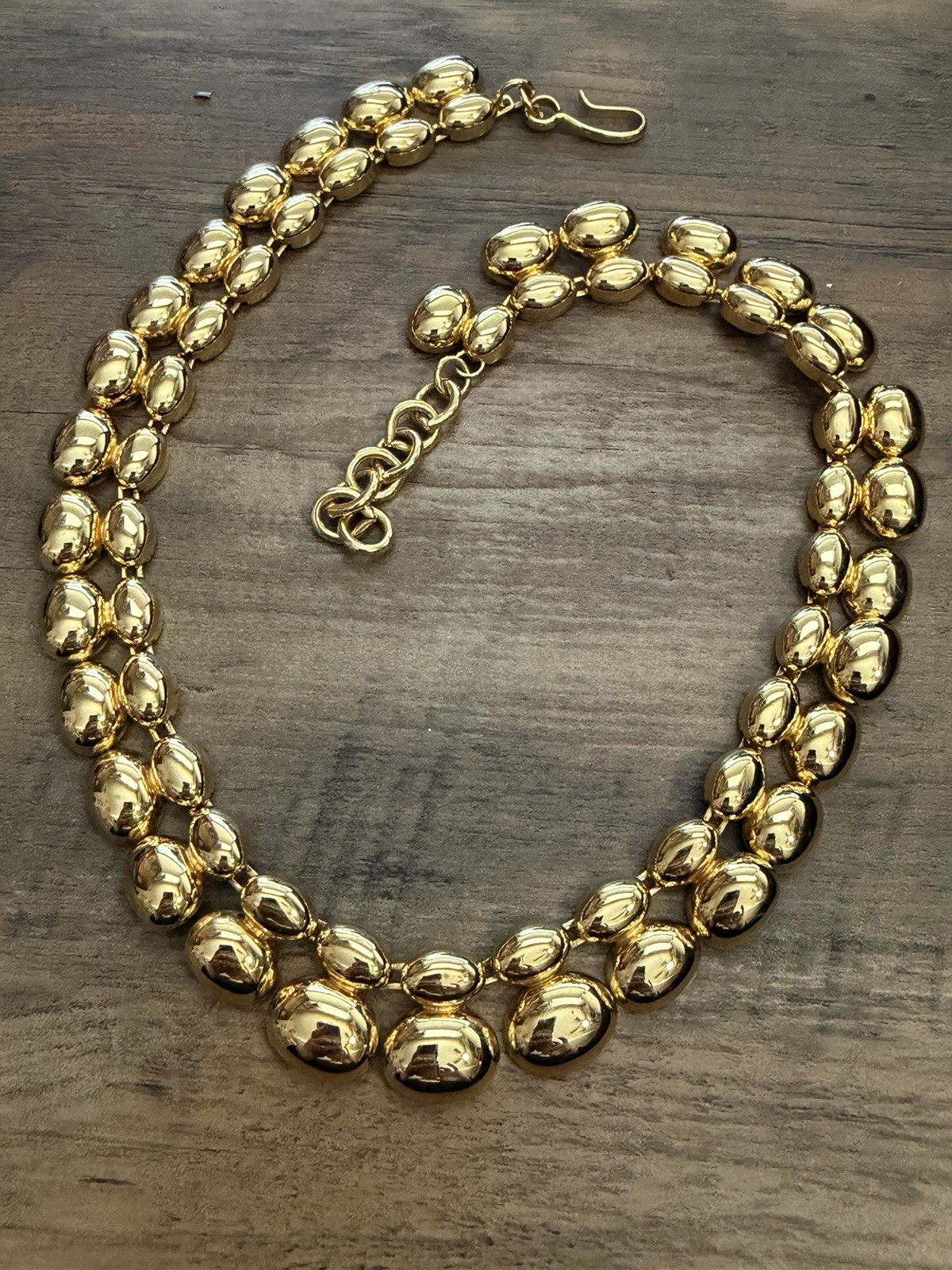MONET CHUNKY PANTHER STYLE GOLD WIDE CHOKER NECKLACE 15-17”
