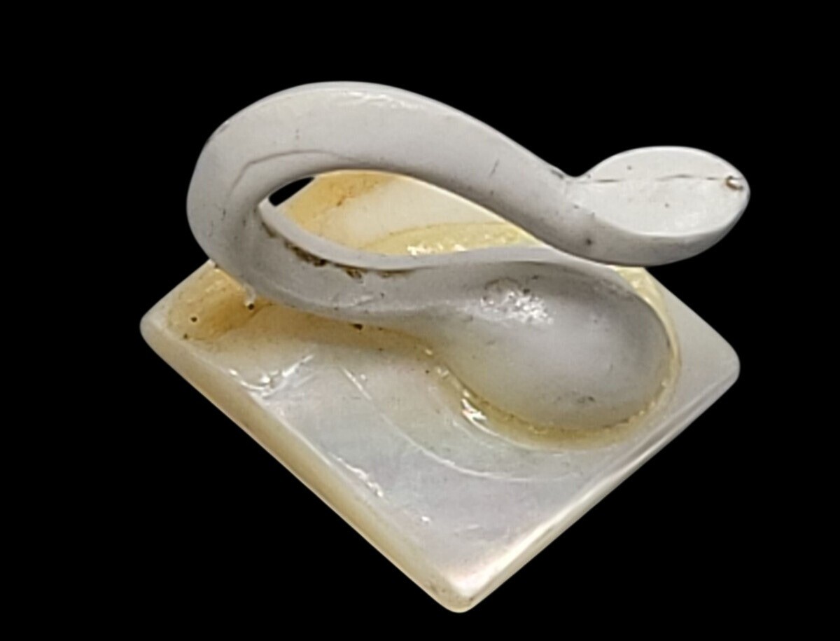 MOP Lucite Cameo Tension Paddle Clip On Earrings Mother Of Pearl Vtg Black White