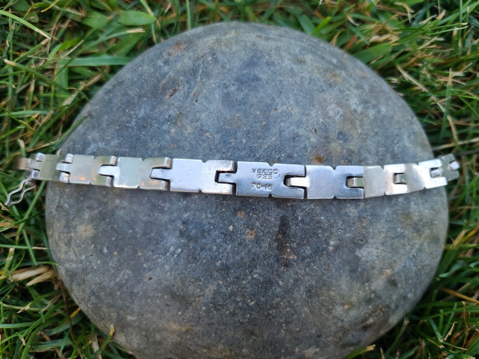 VTG Taxco MEX Sterling 925 Solid Silver X-Link 9.9mm Chain Bracelet 7.75″ 60gr