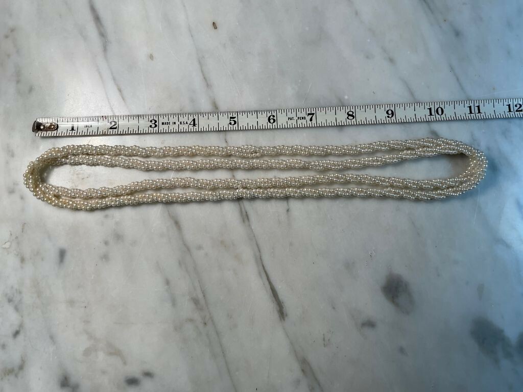 Vintage Extra Long Faux Seed Pearl Rope Multi-Strand Twist Necklace 22.5 in 