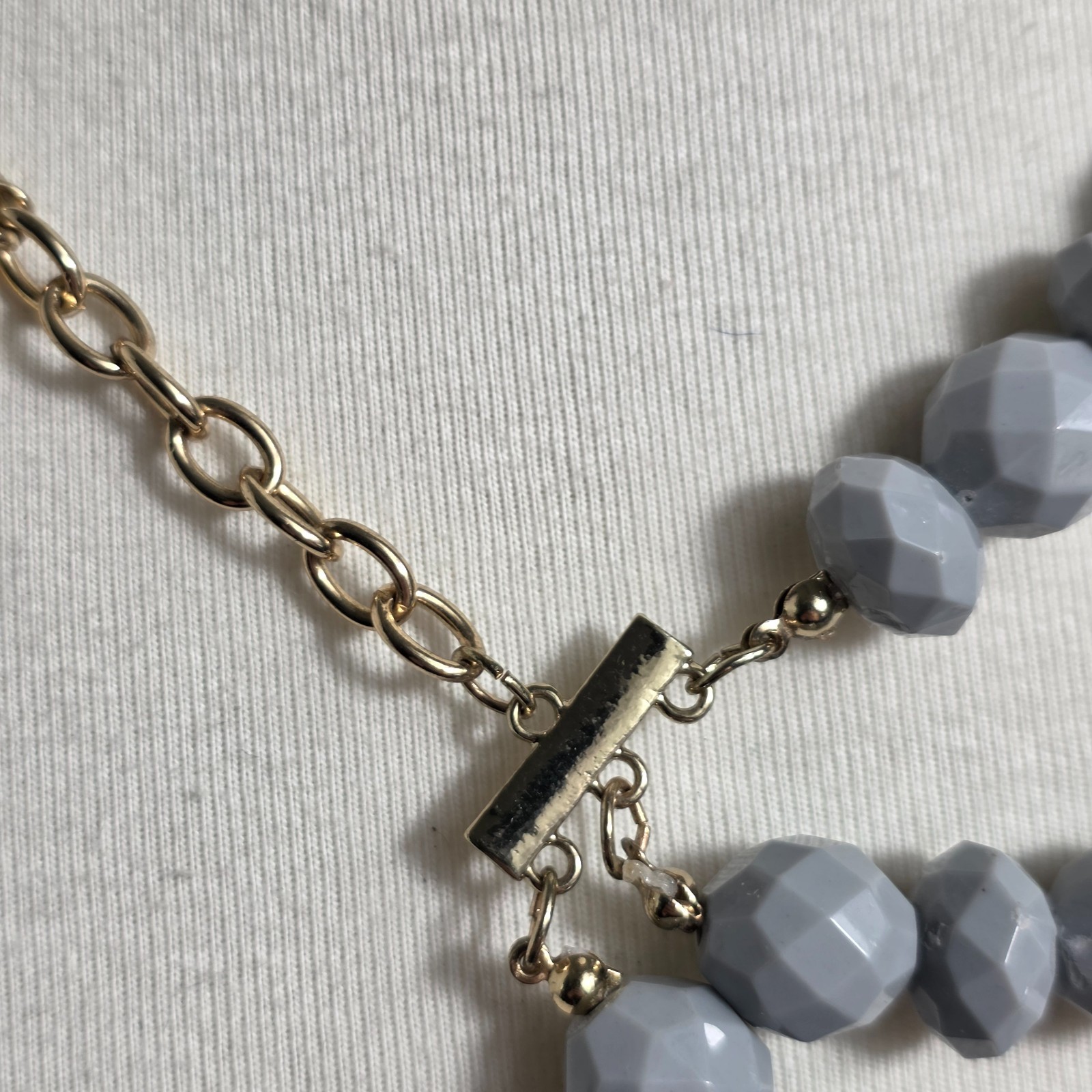 Sugarfix by BaubleBar Triple Strand Statement Necklace Gray Faceted Beads