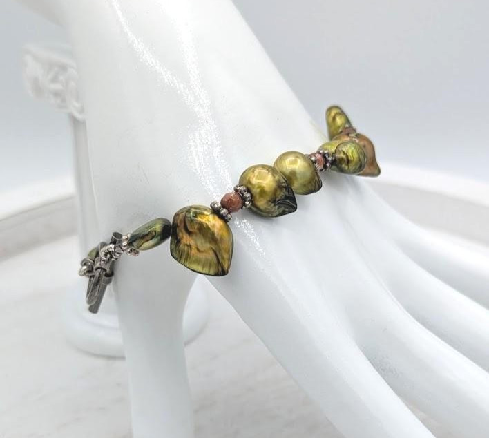Vintage Baroque Pearl Bracelet Goldstone Artisan Toggle 7.25in