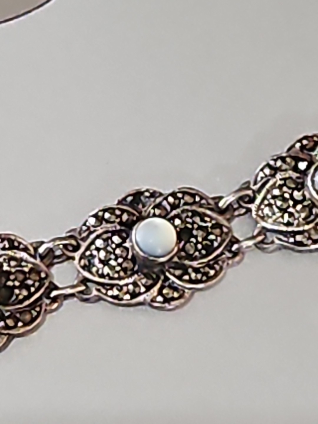 Vintage Sterling Silver 925 Thailand Marcasite Bracelet 7″ (Missing Sm Stones)