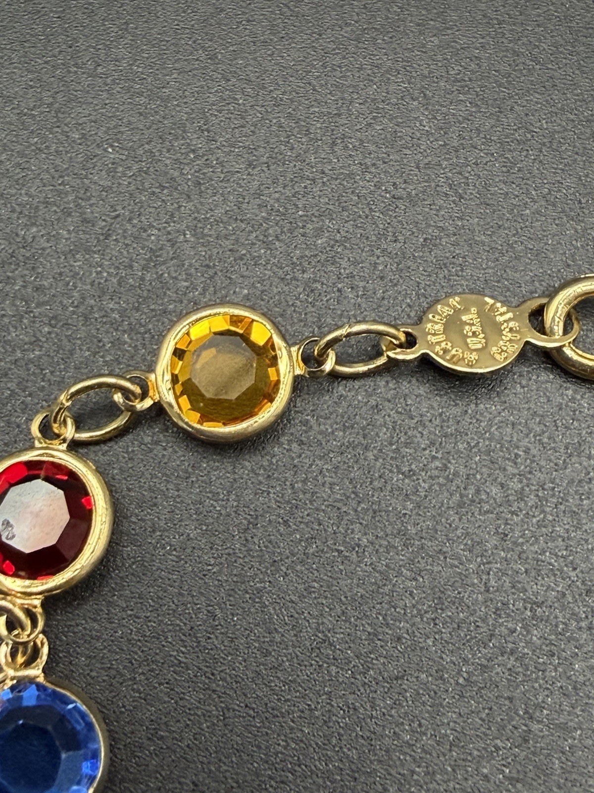 Vintage Austrian Crystal USA Signed Multi color Crystal Bracelet 7.5”