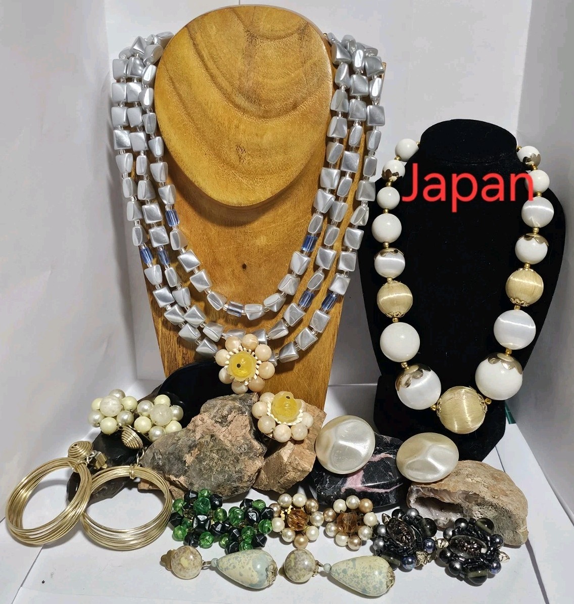 Japan Austria West Germany Glass Plastic Beaded Huge Lot Necklace Earrings
