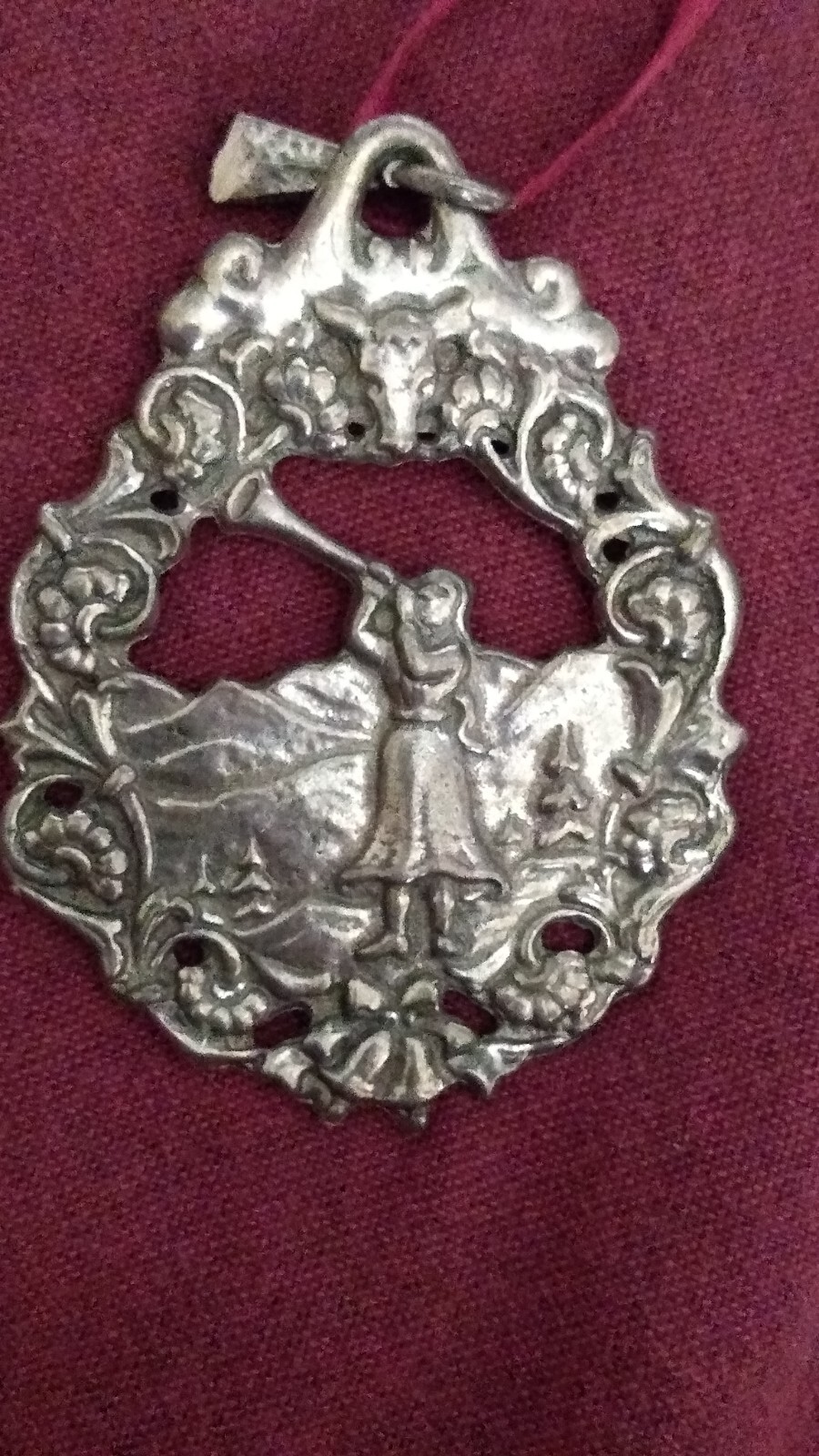 Ivar T Holth Vintage Norwegian Pewter Brooch (Horn Blower)unsigned