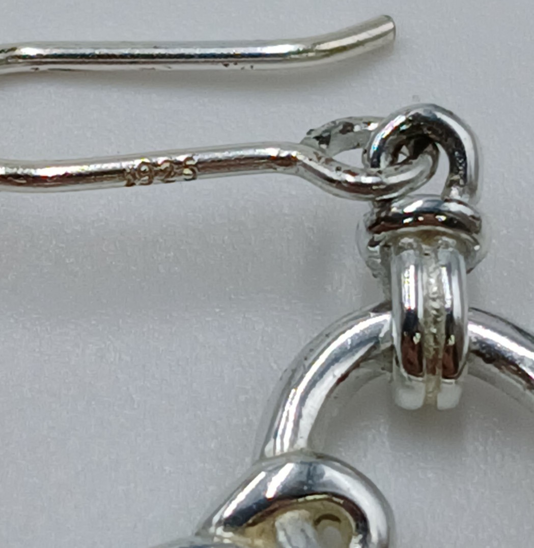 VTG 925 Heart Knot Earrings 1.5in Drop Sterling Silver 2g Lightweight Openwork