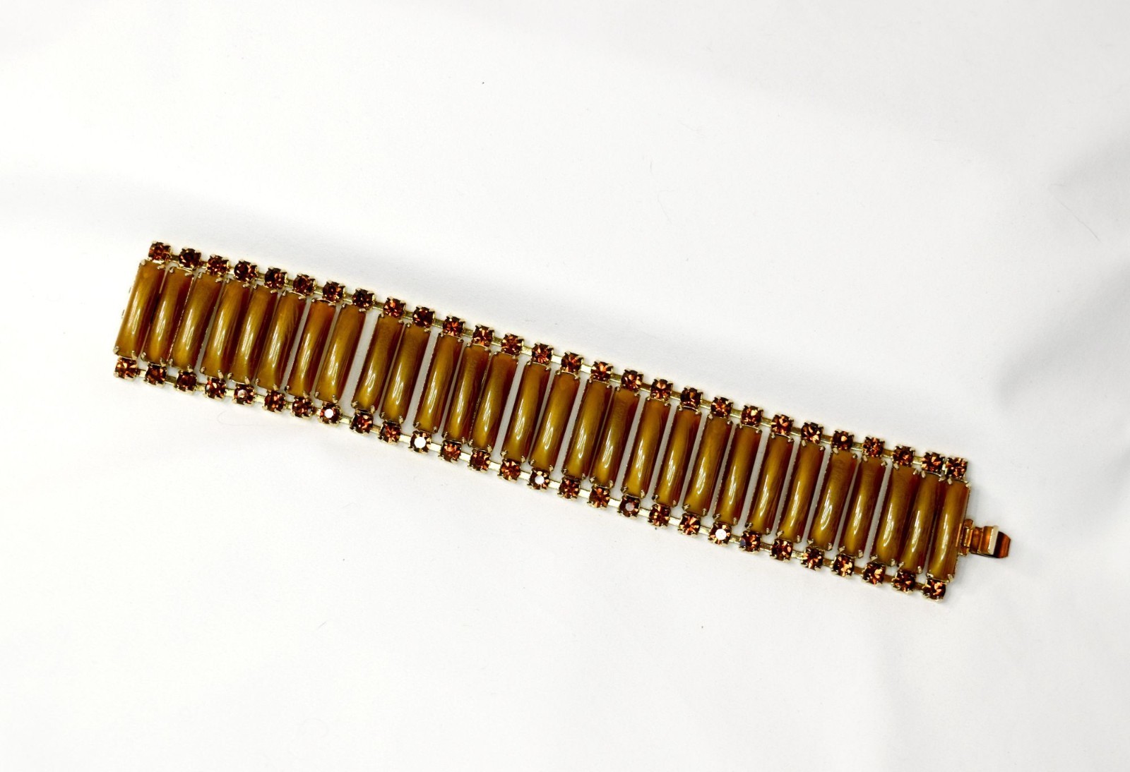 Vintage Brown Rhinestone Gold Tone Bracelet