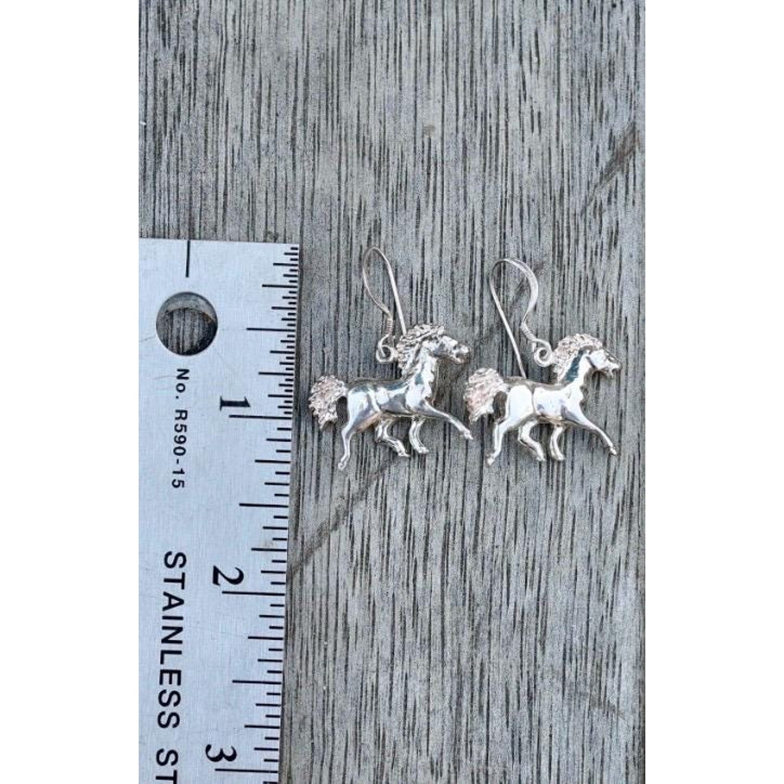 Vintage Sterling Silver Sculptural Horse Earrings | Running Horse | 925 Hook
