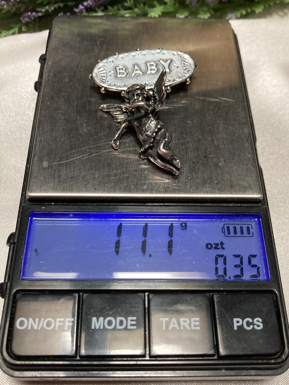 Exceptionally Rare T Foree Sterling Silver “BABY” Angel Cherub Victorian Brooch