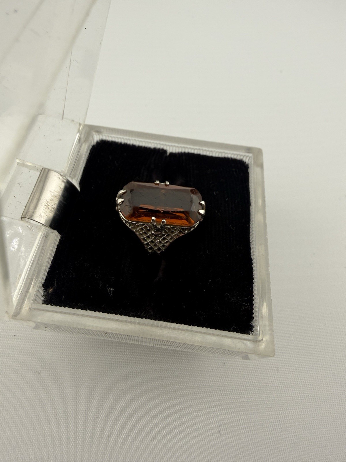 Art Deco Vintage Belais 10k Gold Ring Size 4.25 Brown Colored Set