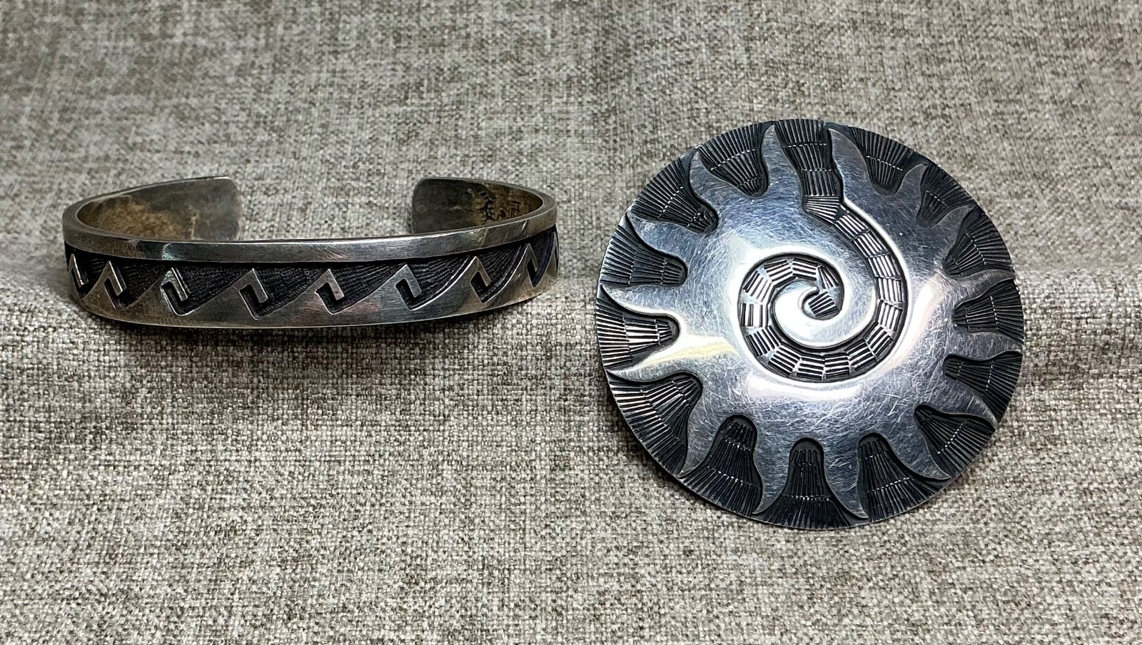 Sterling Silver Convertible pin/ pendent & Sterling Cuff bracelet, 49 Grams