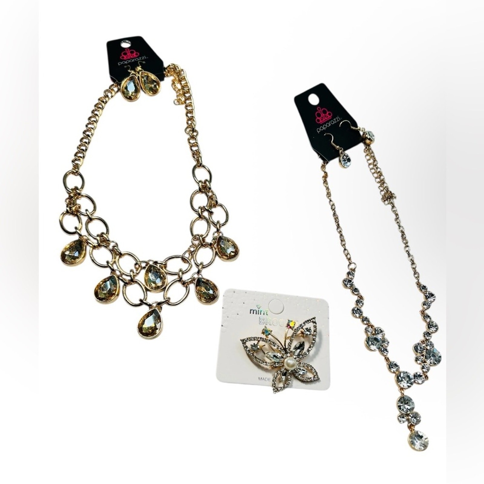 Statement Necklace Earrings & Pin Bundle 5 Pc Set