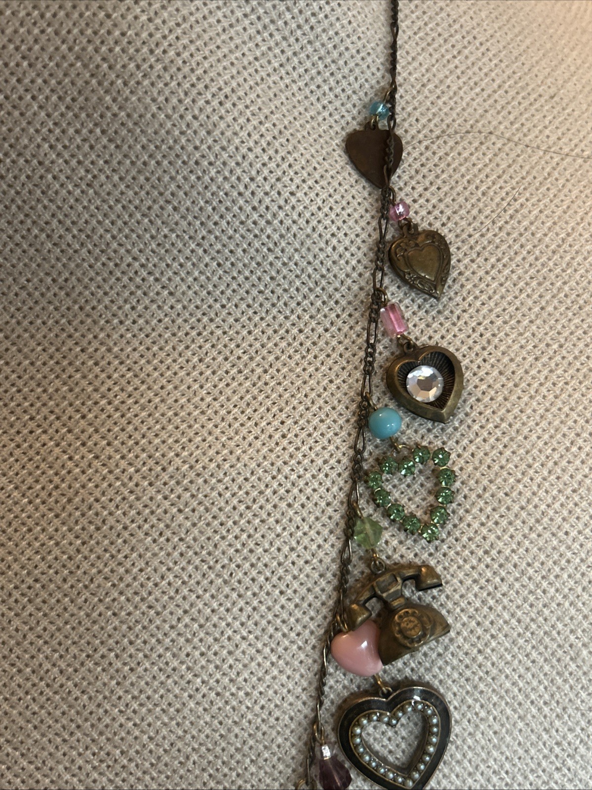 50. GLASS WORKS STUDIO Brass Multi Color Glass Heart Enamel Flower Necklace 33″