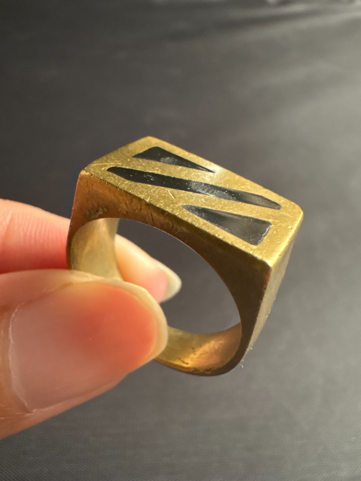 Vintage Moroccan Tuareg Brass Ring Berber Sahara Handmade Ring Size 9.5 US