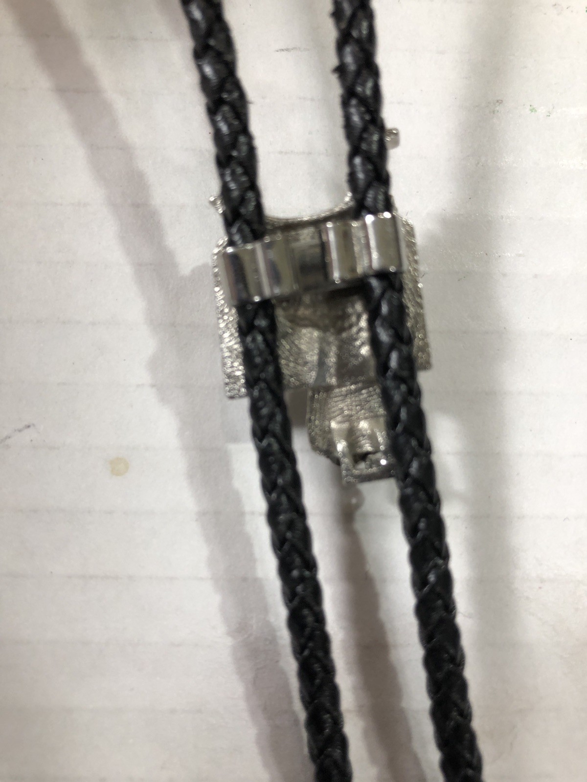 Saddle Bolo Tie Slide Braided Leather Western Rhinestone – Vintage