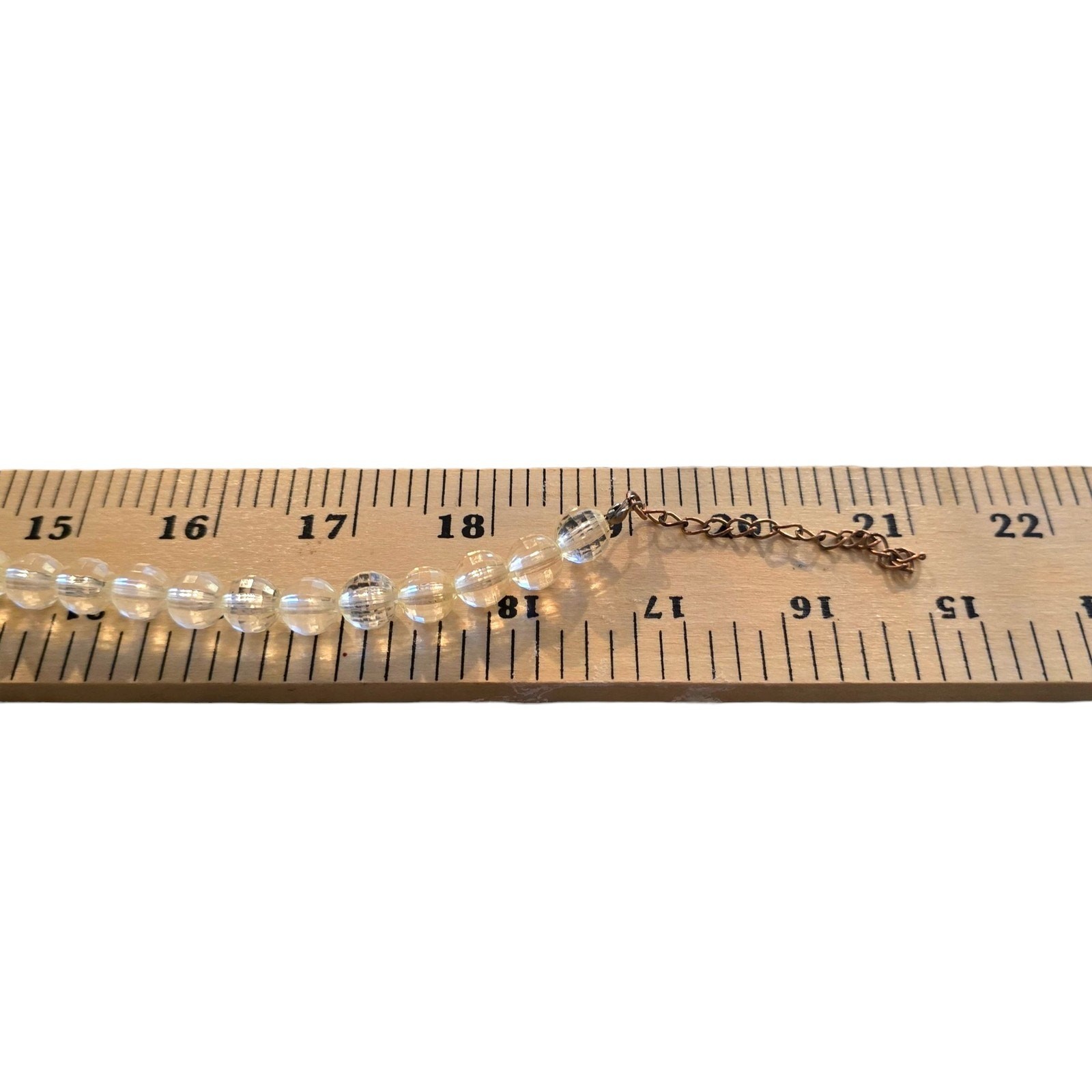Vintage Necklace Chunky Cream Acrylic Oval Beads Silver Tone Spacers 21″ SKU2275